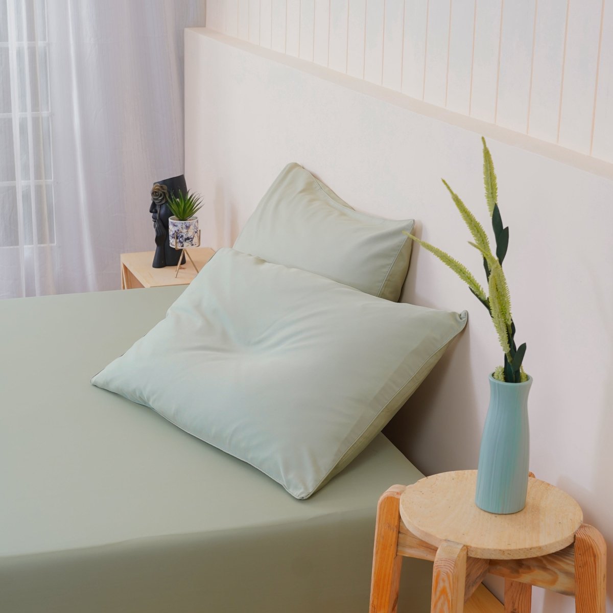 Ella Cotton - Sage Green Pillowcases Pair - Zestio