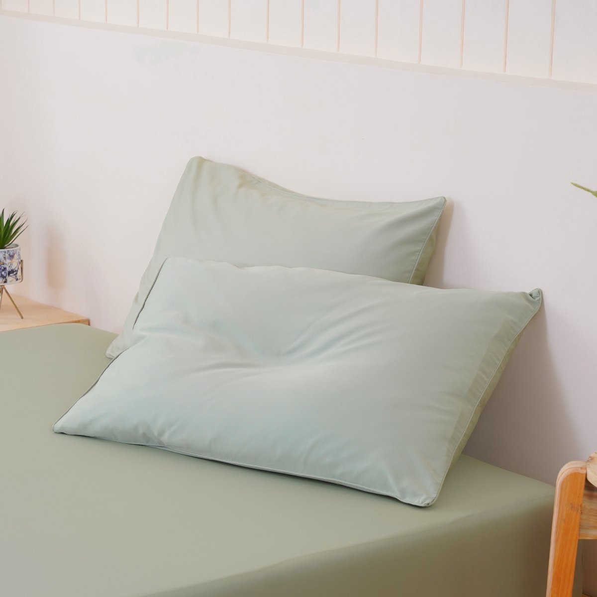 Ella Cotton - Sage Green Pillowcases Pair - Zestio