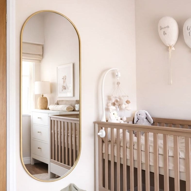 Emi - Full Length Gold Metal Runway Oval Mirror - 150cm x 60cm - Zestio