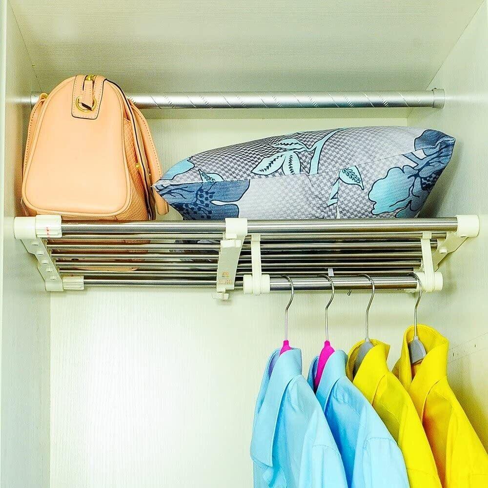 Extendable Closet Shelf Rod, 45-70cm, Clothes Hanger Organizer Metal