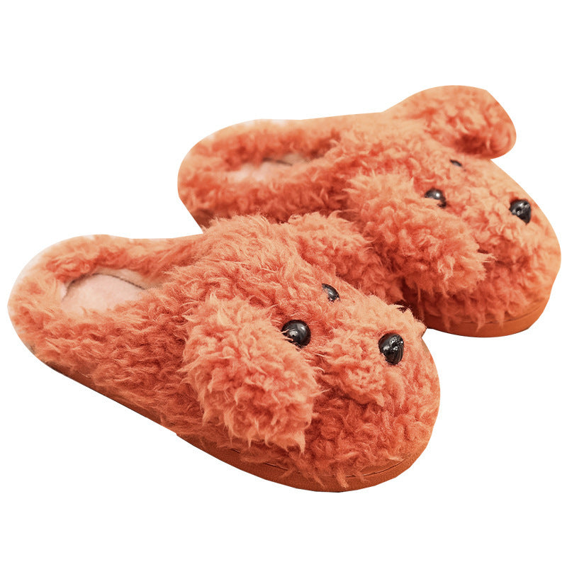 Winter Pack Heel Cotton Shoes Women's Cartoon Furry Slippers