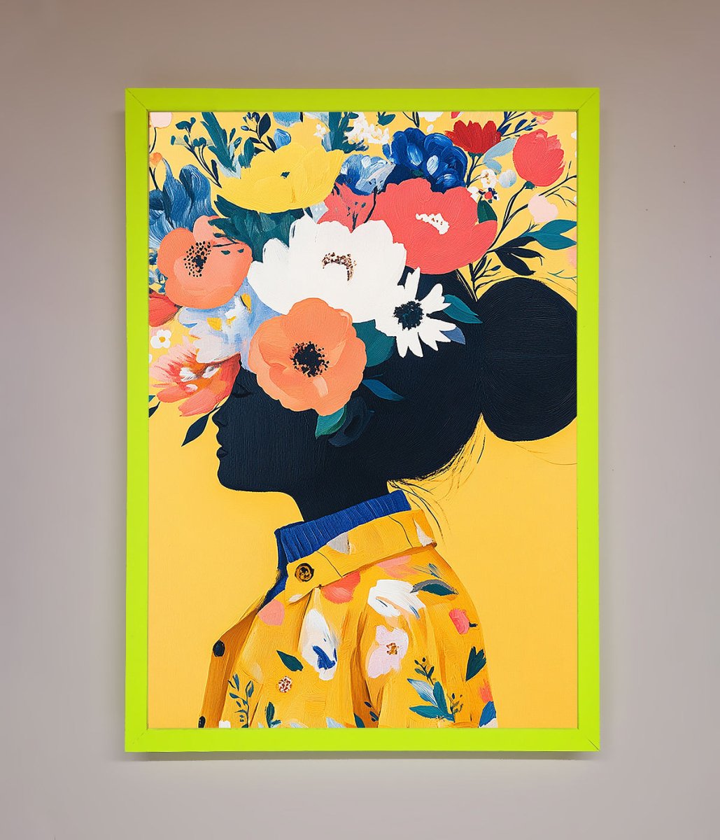 Floral Explosion Yellow Framed Print - Zestio