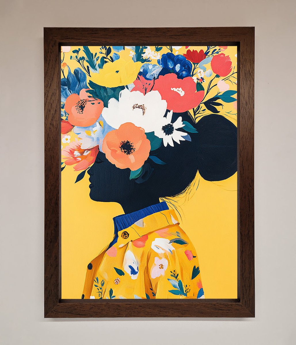 Floral Explosion Yellow Framed Print - Zestio