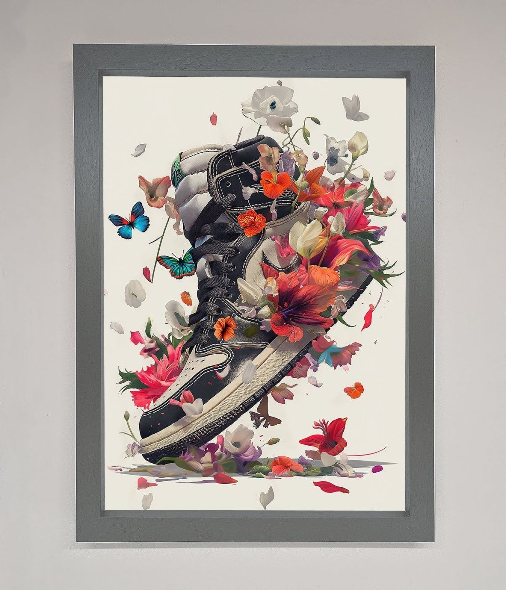 Floral Sneakers Framed Print - Zestio