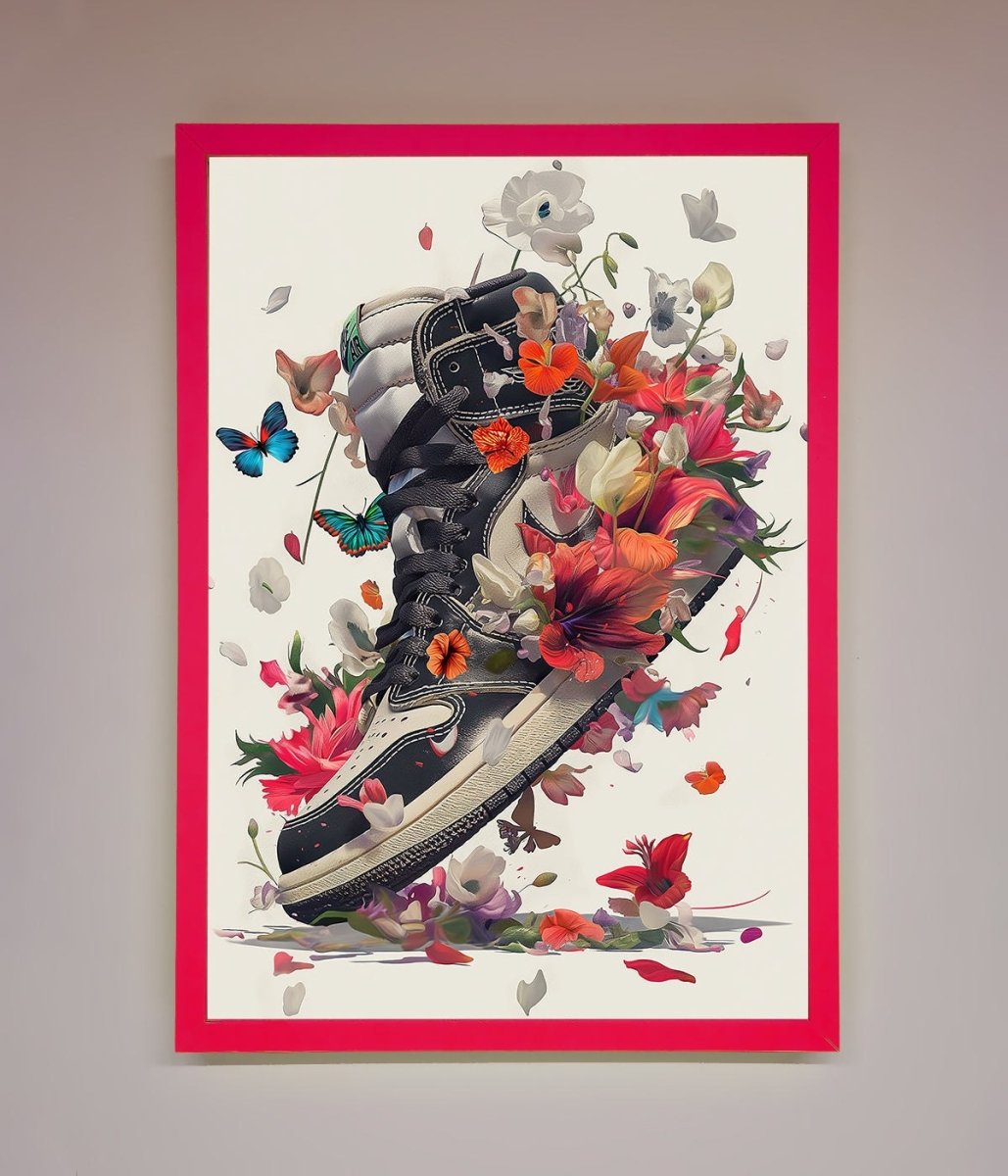 Floral Sneakers Framed Print - Zestio