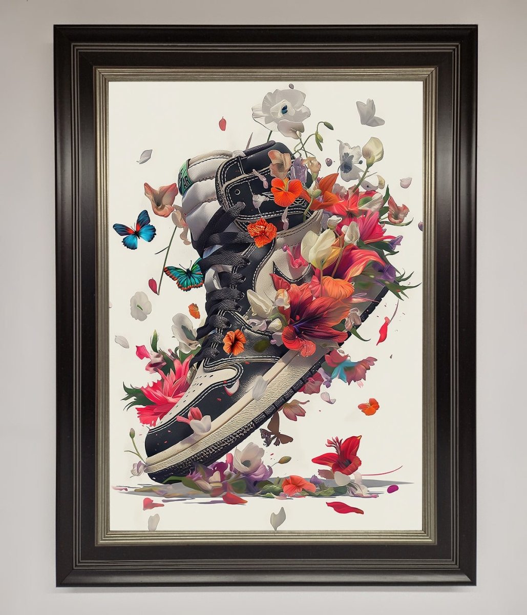 Floral Sneakers Framed Print - Zestio