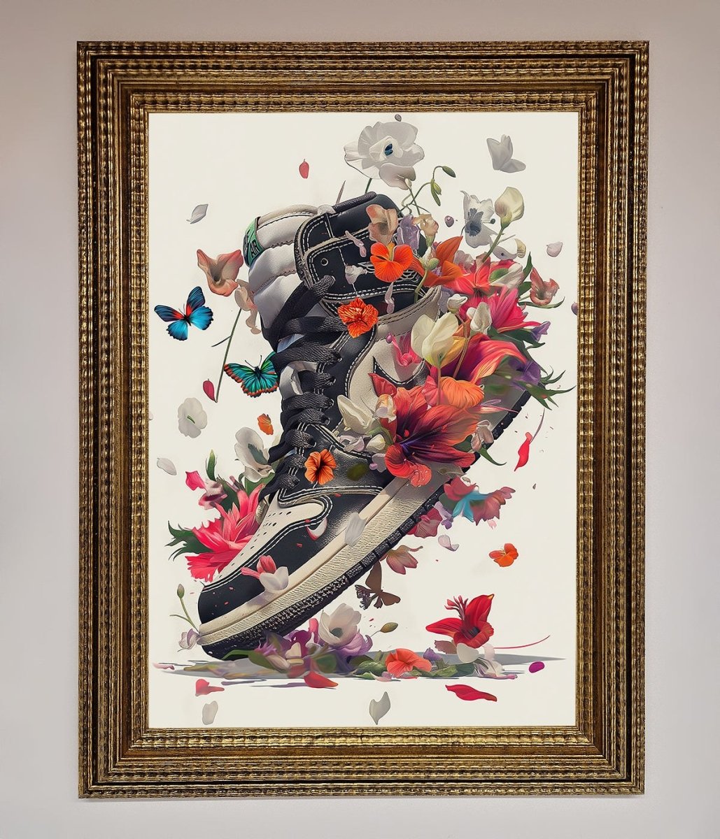 Floral Sneakers Framed Print - Zestio