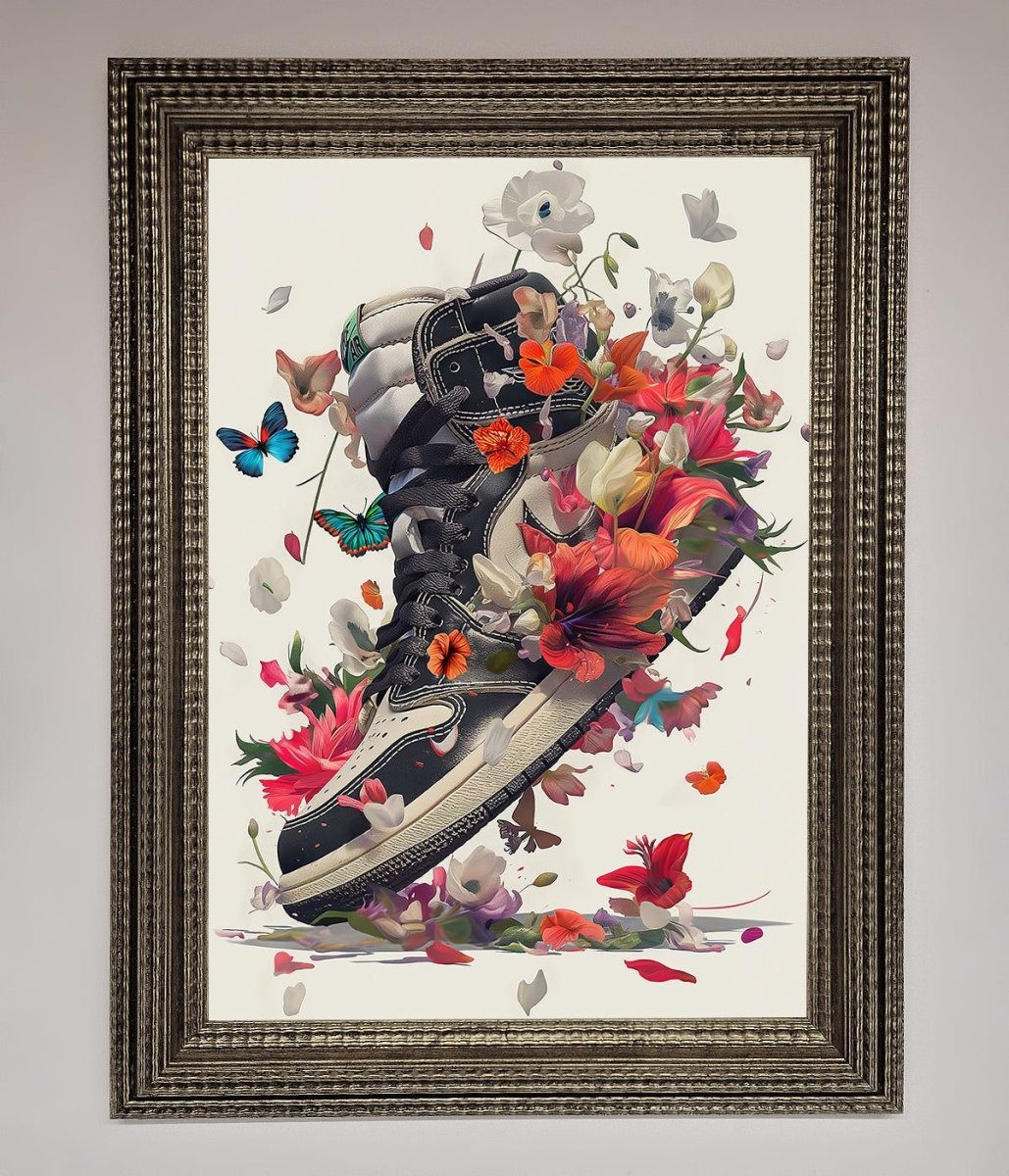 Floral Sneakers Framed Print - Zestio