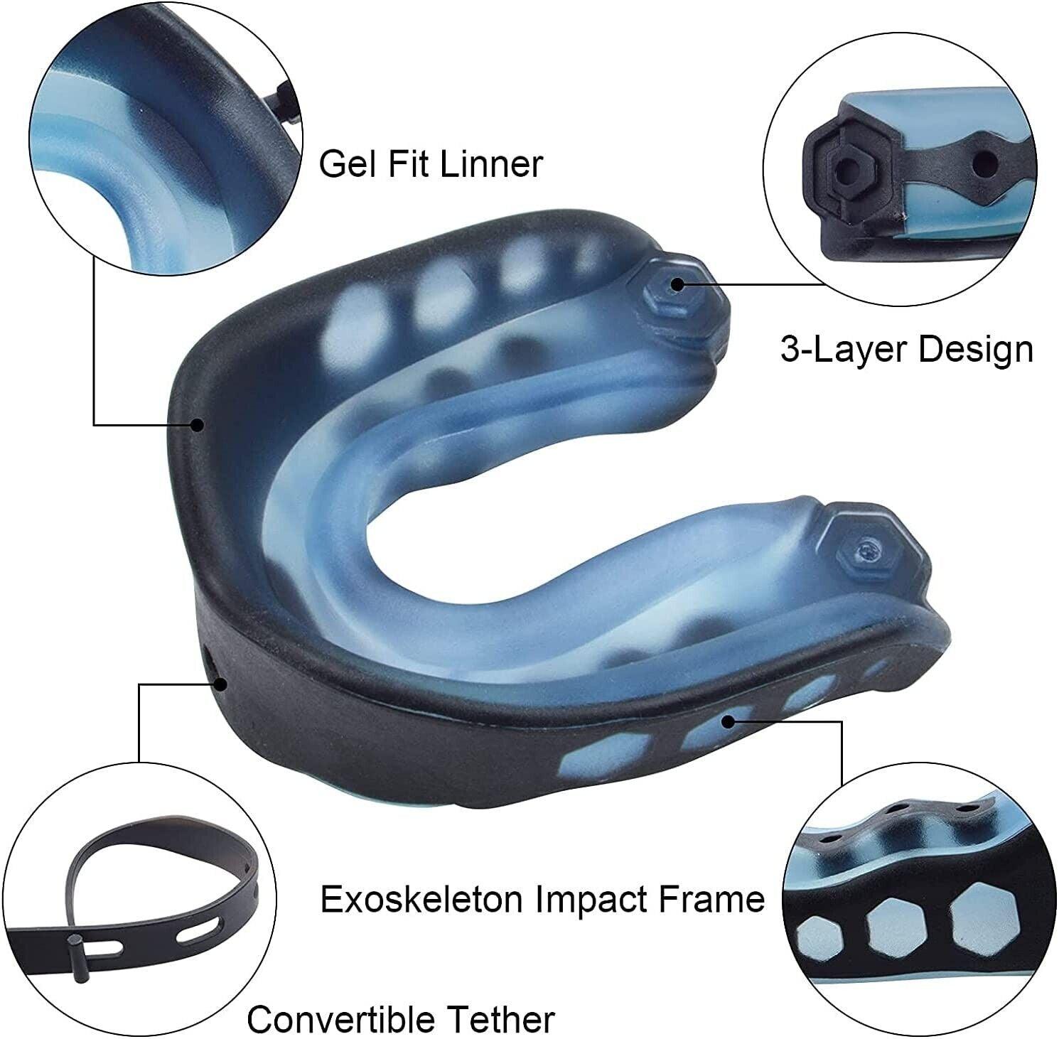 Football Mouth Guard Adult Youth Sports Mouthguard with Strap 4 Pack Multisport