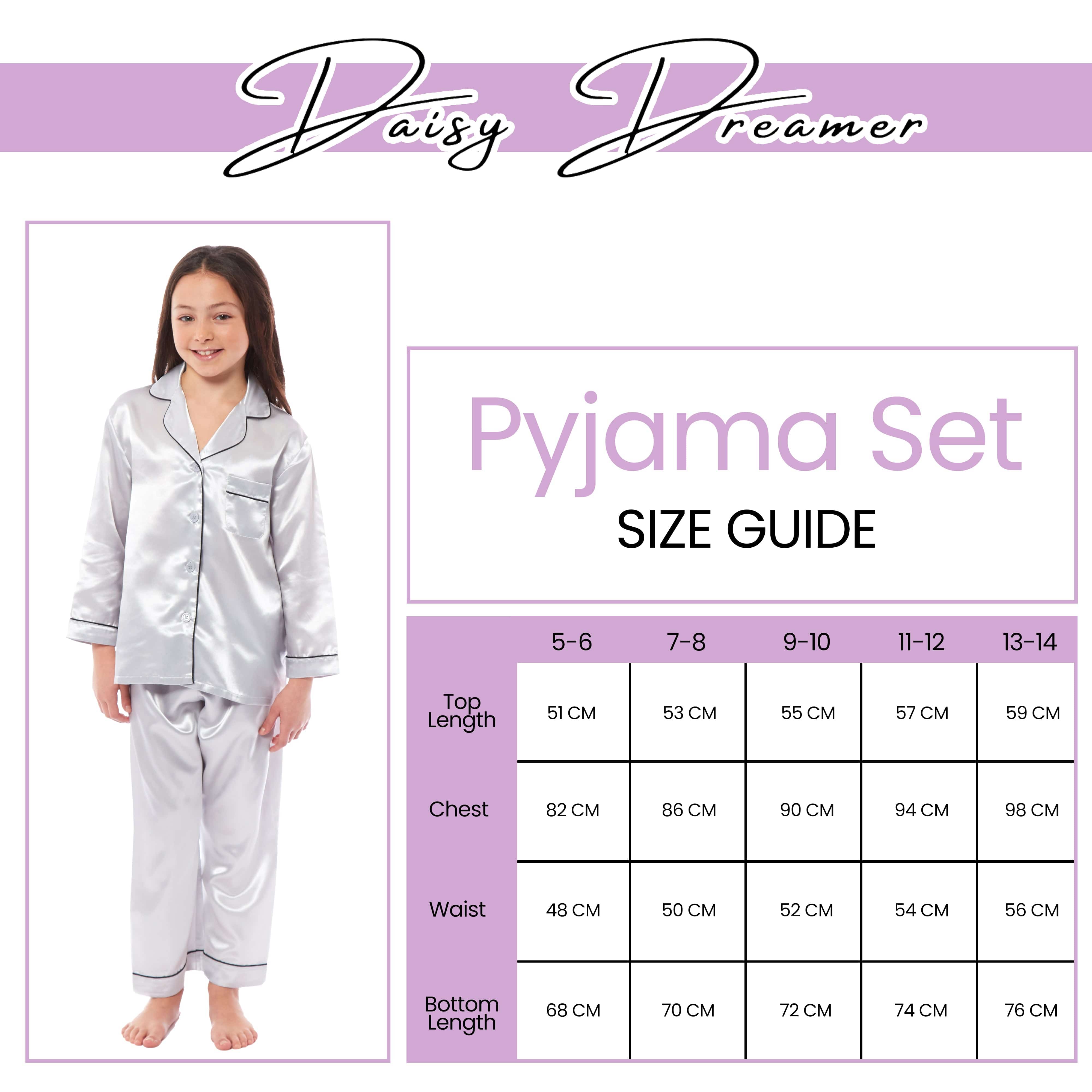 OLIVIA ROCCO Girls Satin Silk Long Sleeve Pajama Set Black Pink Grey 5-14 Button Down Shirt Loose Fit Pants Daisy Dreamer