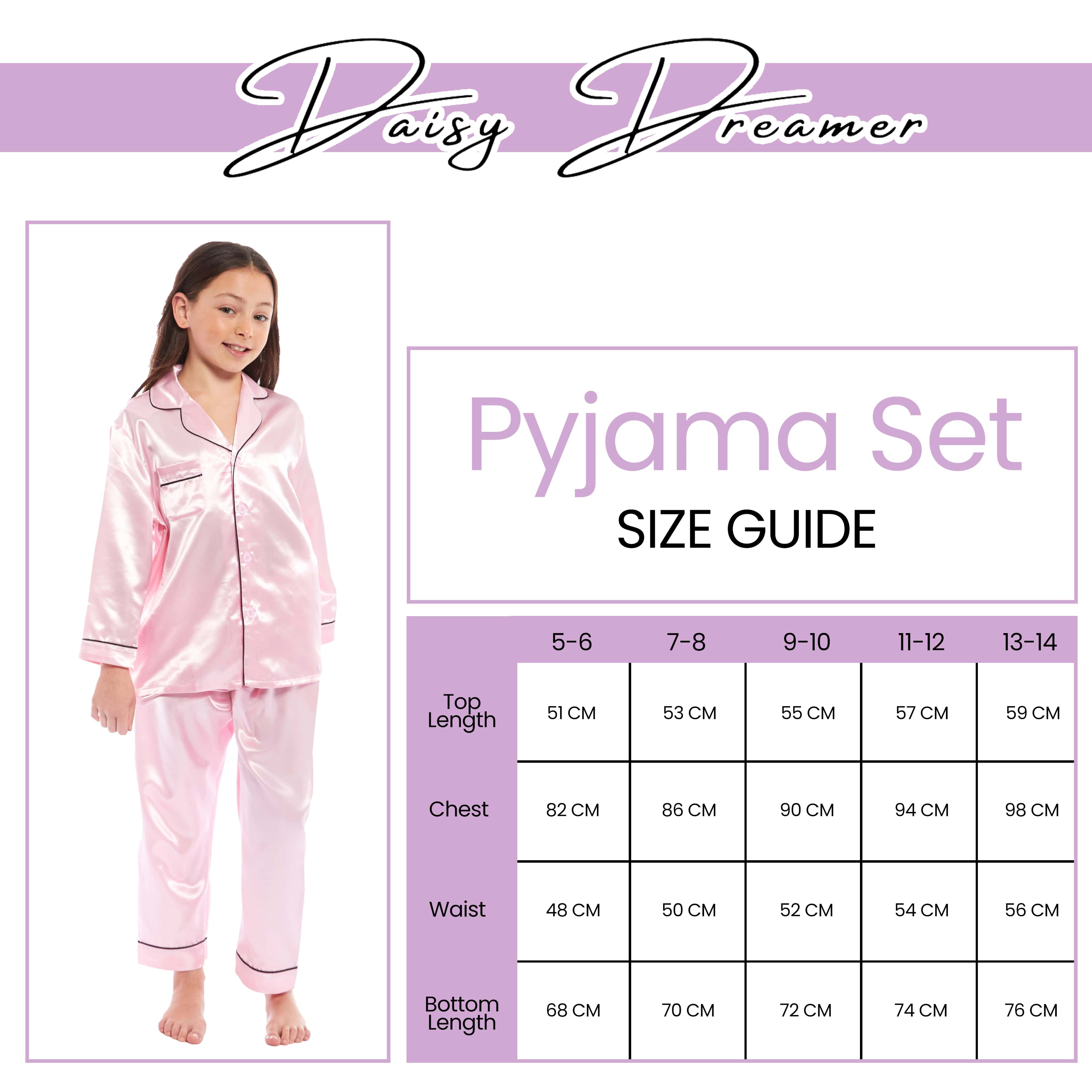 OLIVIA ROCCO Girls Satin Silk Long Sleeve Pajama Set Black Pink Grey 5-14 Button Down Shirt Loose Fit Pants Daisy Dreamer