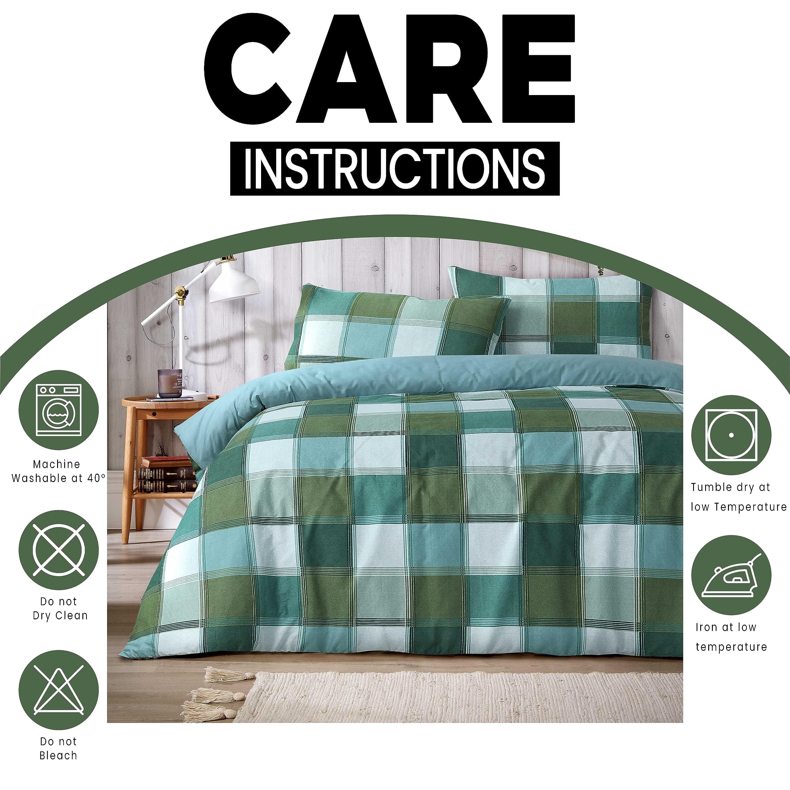 OLIVIA ROCCO Glencoe Check Duvet Cover Set Reversible Polycotton With Pillowcases Available in Single Double King Sizes In Stock