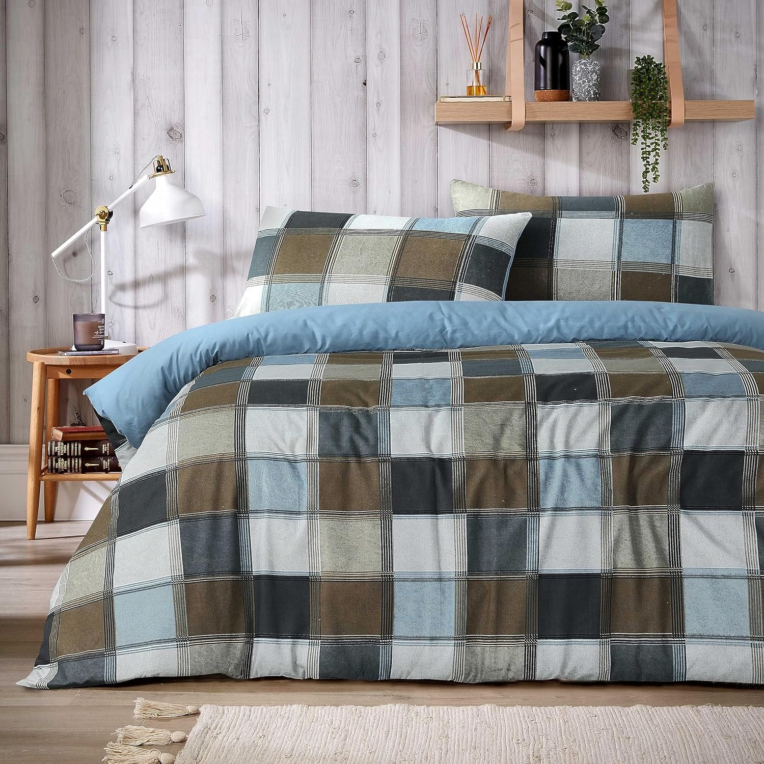 OLIVIA ROCCO Glencoe Check Duvet Cover Set Reversible Polycotton With Pillowcases Available in Single Double King Sizes In Stock