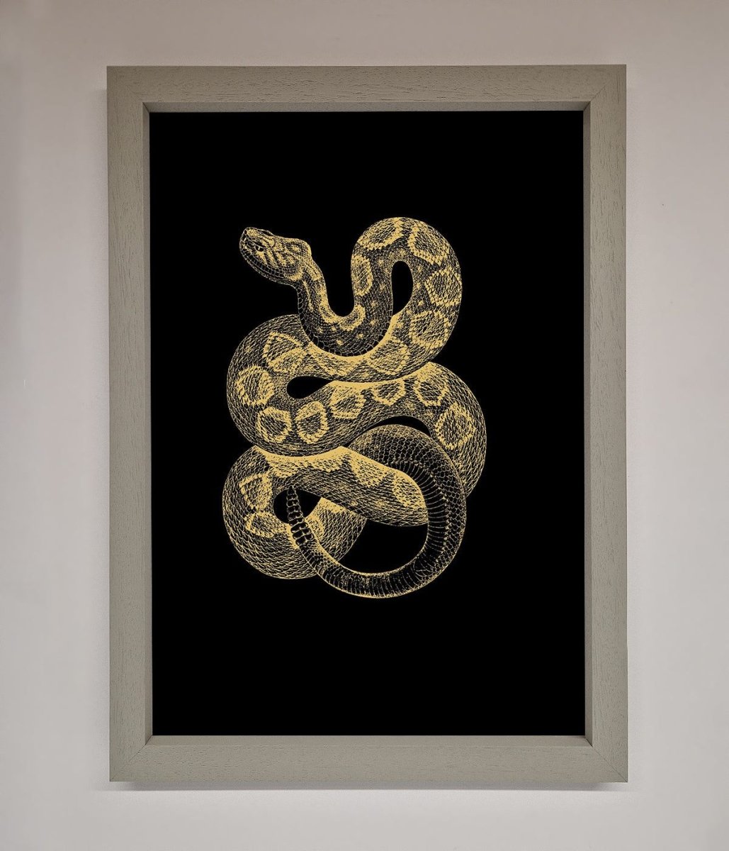 Golden Serpent Framed Wall Art - Zestio