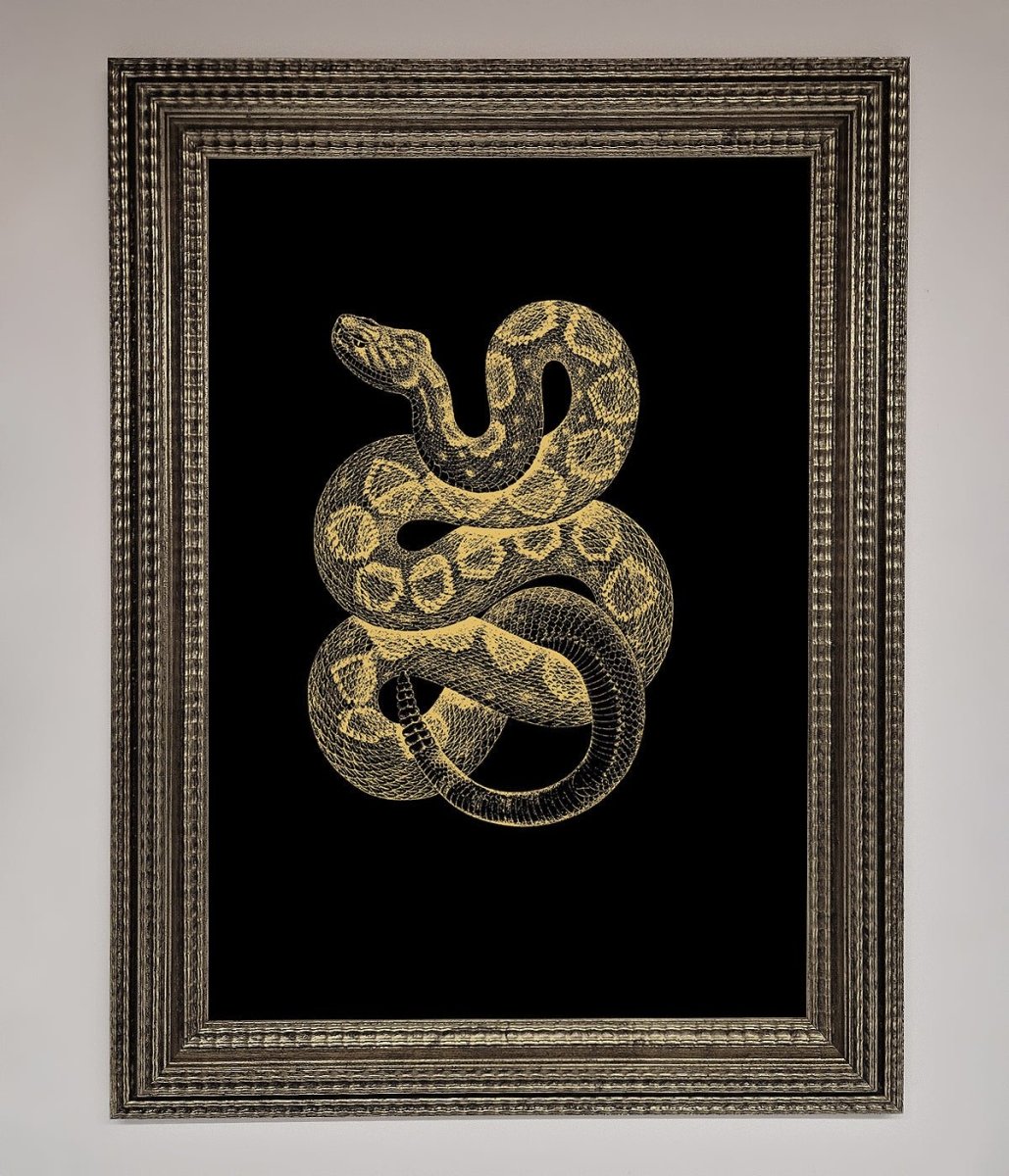 Golden Serpent Framed Wall Art - Zestio
