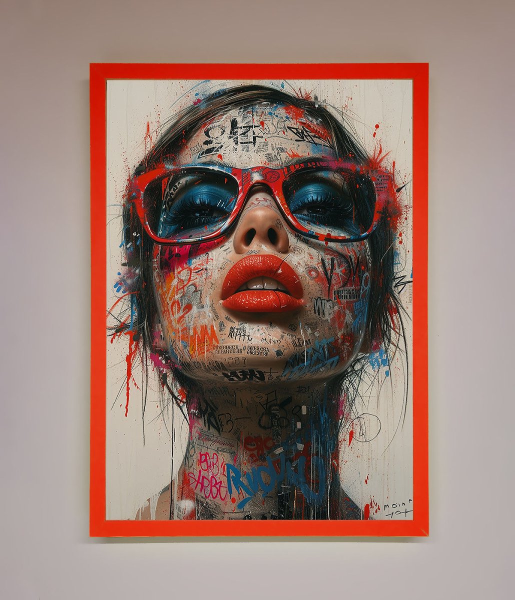 Graffiti Lady Glasses Framed Wall Art - Zestio