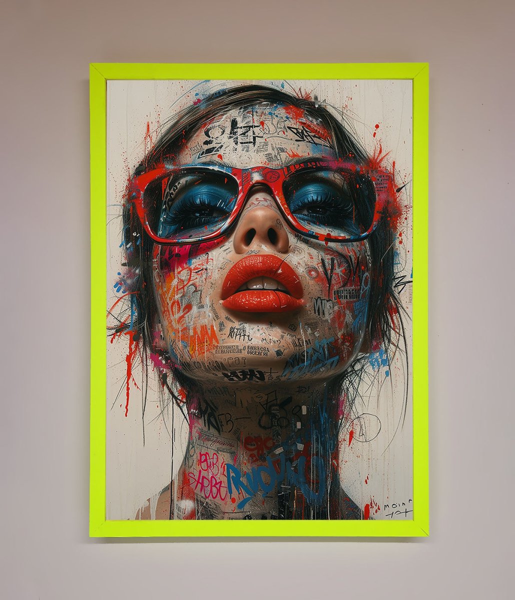 Graffiti Lady Glasses Framed Wall Art - Zestio
