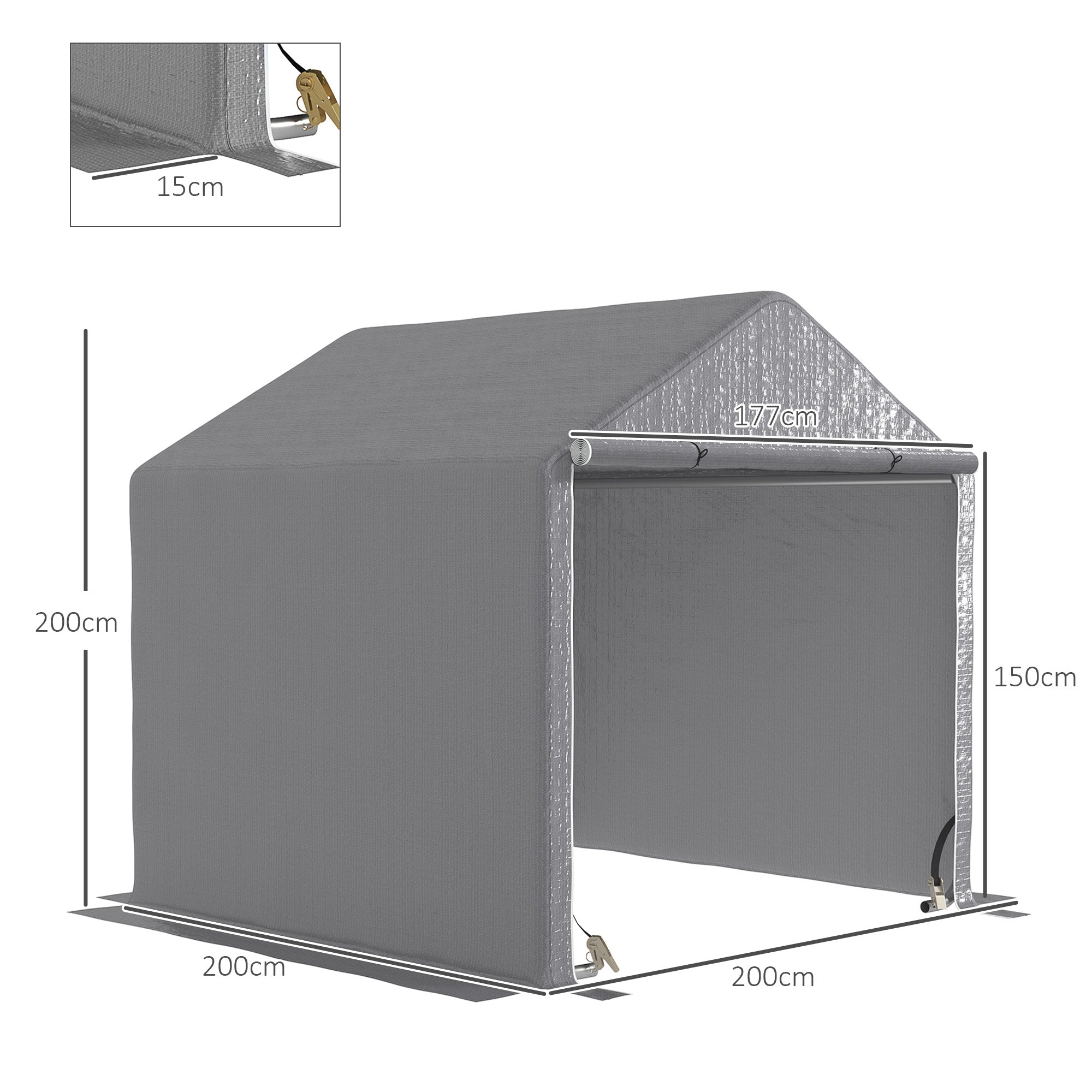 Outsunny 6.5' x 6.5' x 6.5' Temporary Garden Shed Storage Tent, Grey