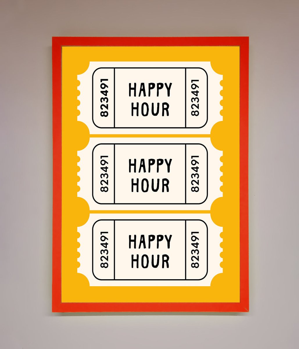 Happy Hour Mustard Framed Wall Art - Zestio