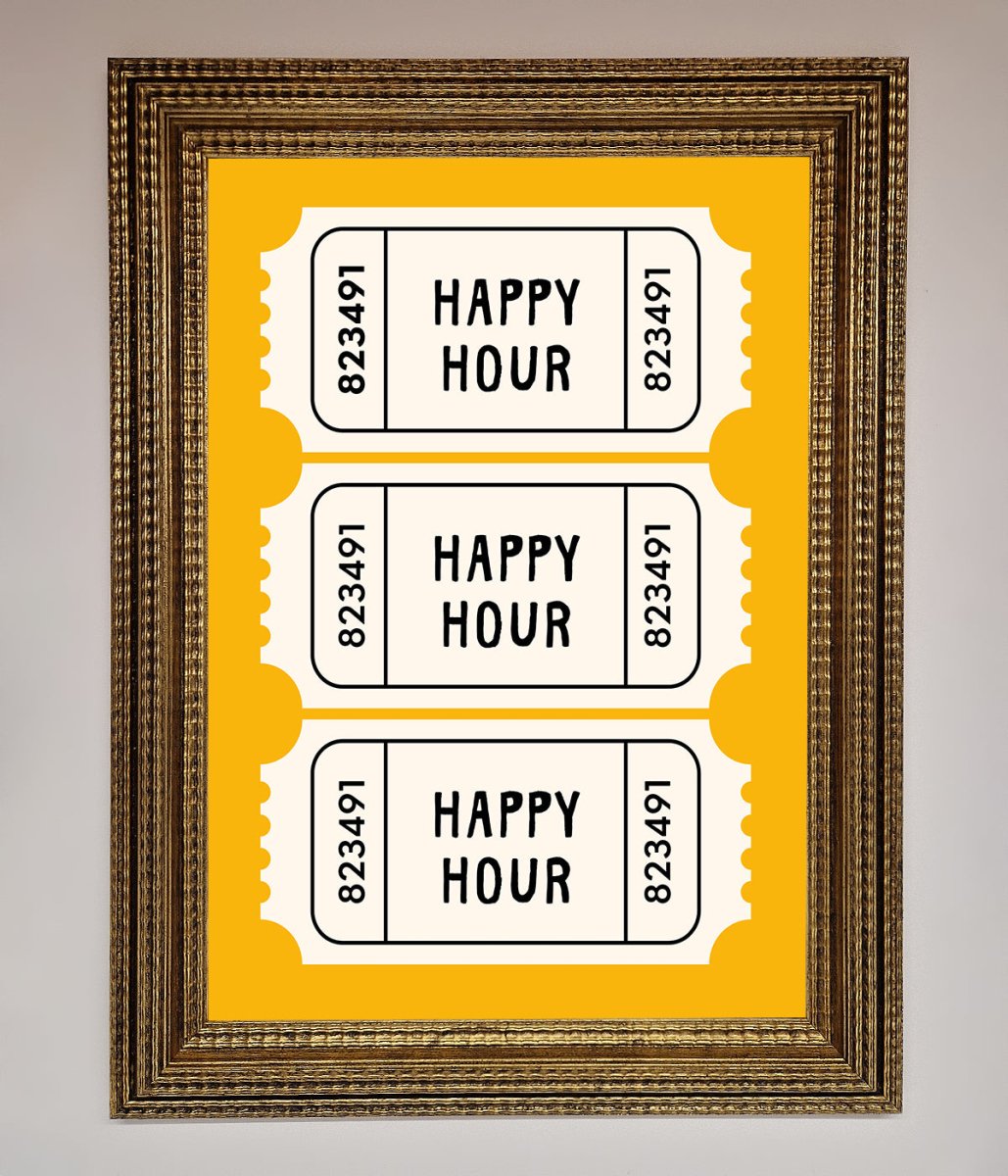 Happy Hour Mustard Framed Wall Art - Zestio