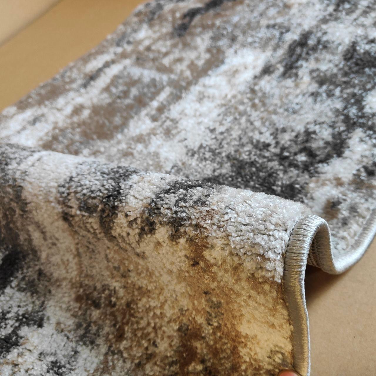 Living Room RUG Short Pile Bordered 60 x 110 cm Grey Cream HomeArt