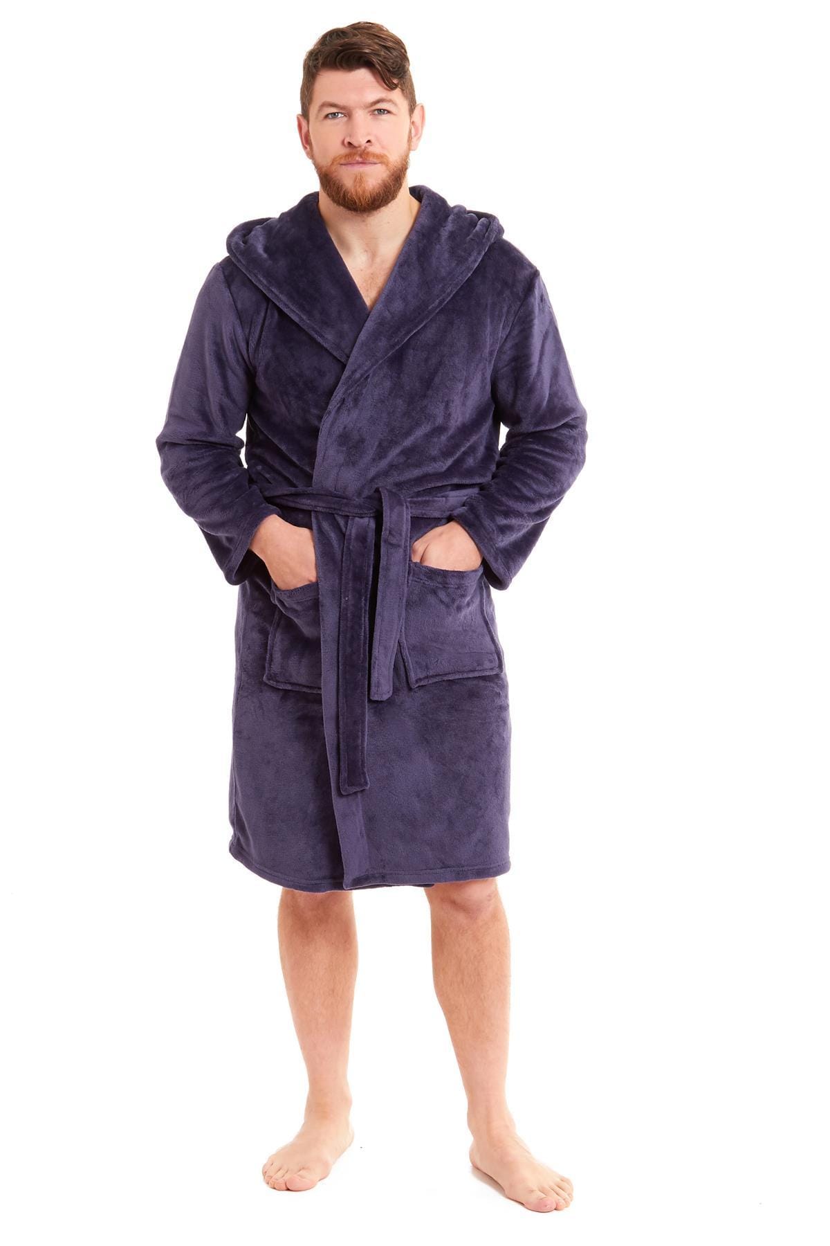 OLIVIA ROCCO Hooded Plush Flannel Bathrobe for Men, Ultra-Absorbing Soft Fleece Dressing Gown, Home Spa Lounge by Daisy Dreamer