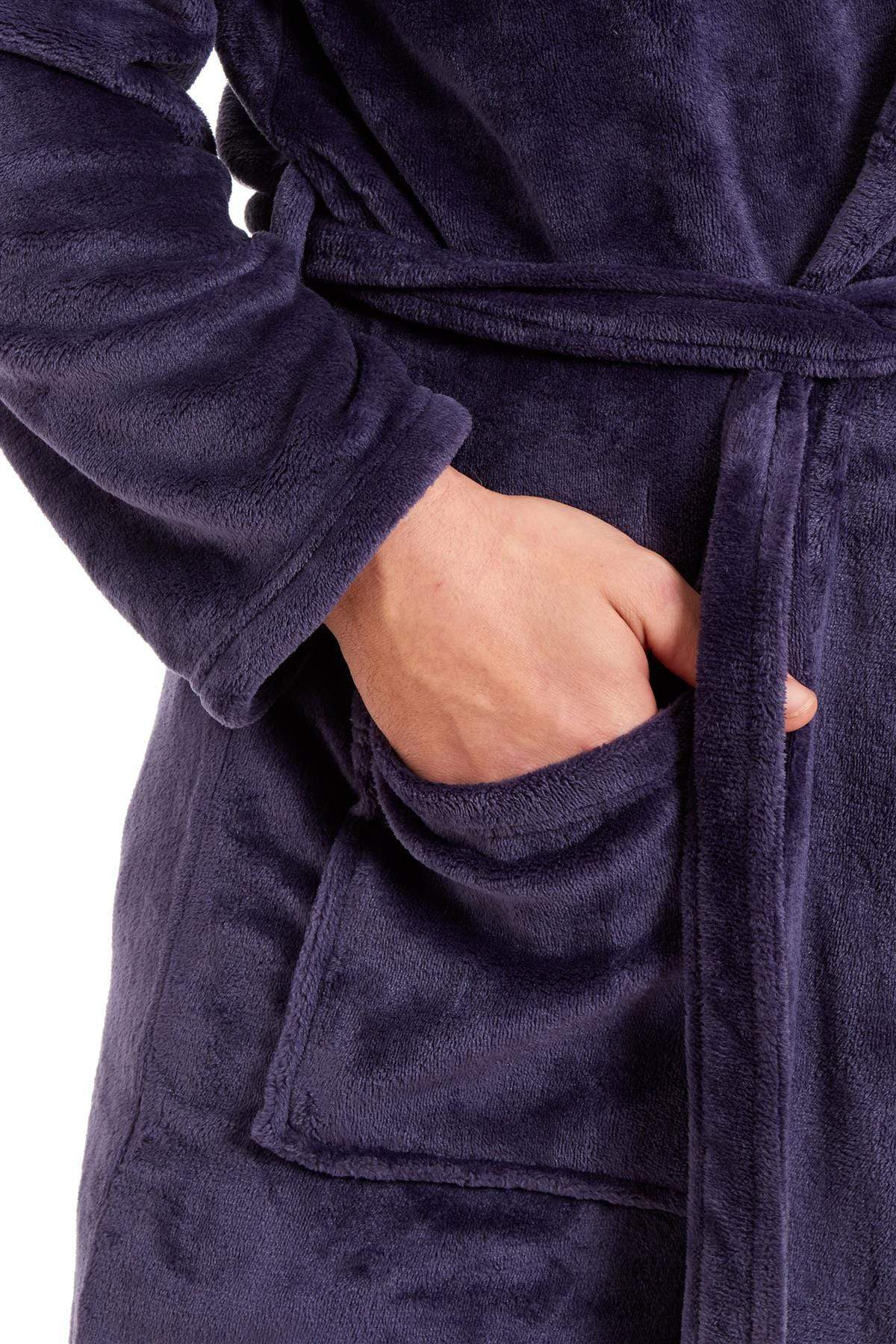 OLIVIA ROCCO Hooded Plush Flannel Bathrobe for Men, Ultra-Absorbing Soft Fleece Dressing Gown, Home Spa Lounge by Daisy Dreamer