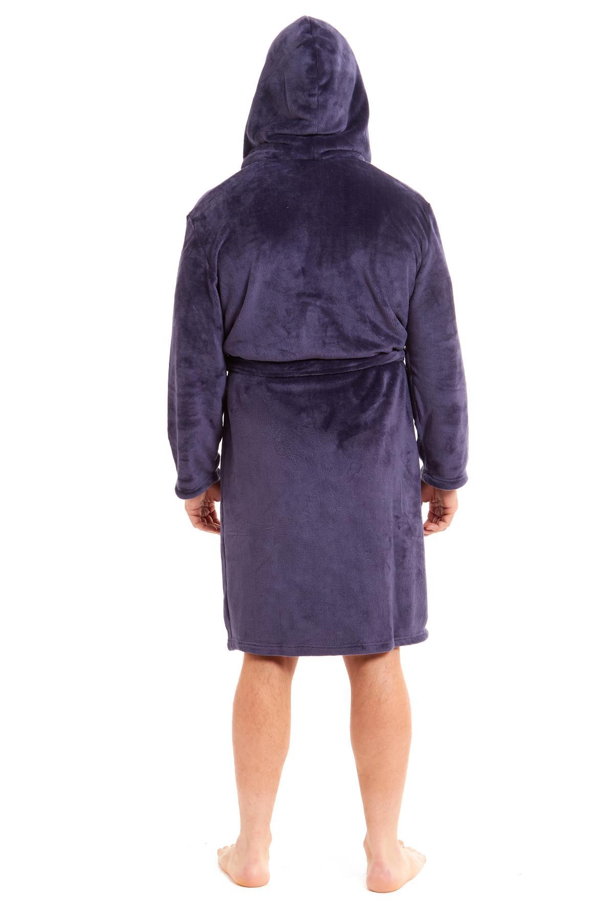 OLIVIA ROCCO Hooded Plush Flannel Bathrobe for Men, Ultra-Absorbing Soft Fleece Dressing Gown, Home Spa Lounge by Daisy Dreamer