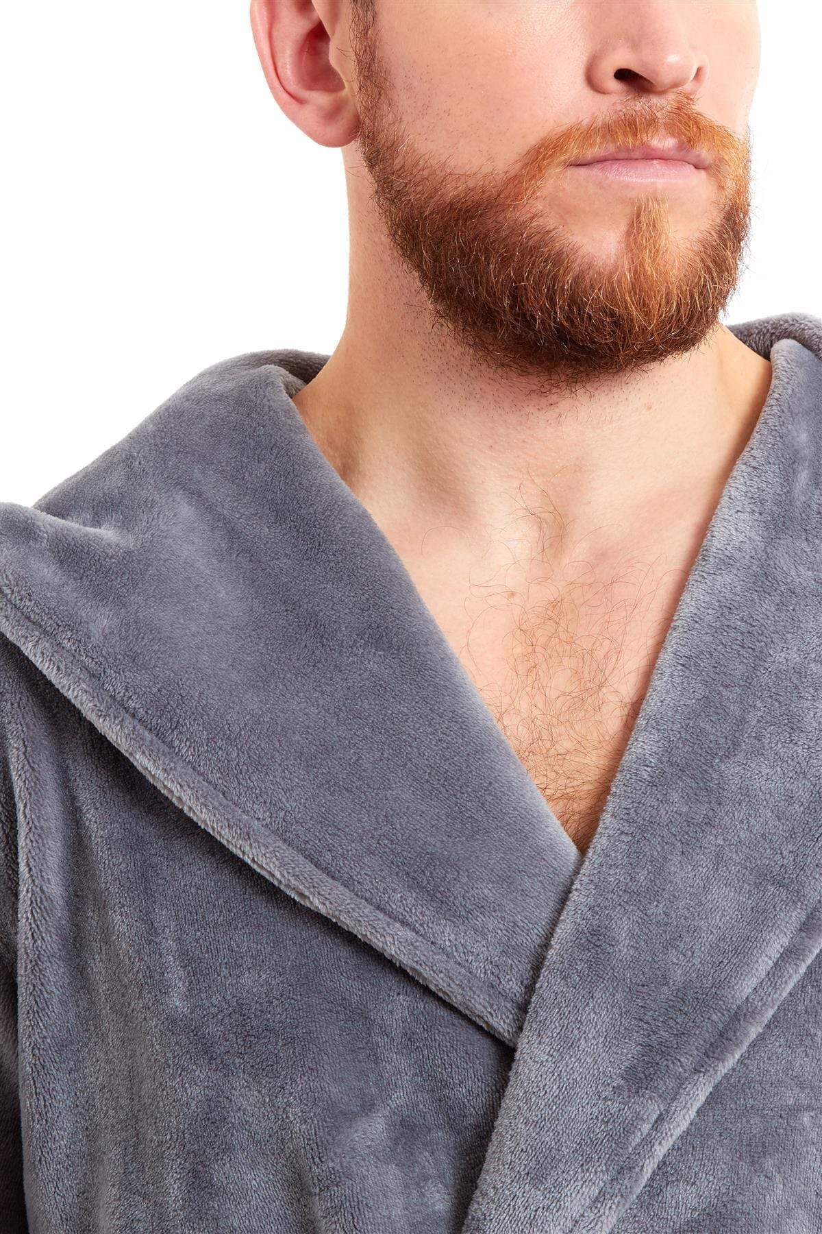 OLIVIA ROCCO Hooded Plush Flannel Bathrobe for Men, Ultra-Absorbing Soft Fleece Dressing Gown, Home Spa Lounge by Daisy Dreamer