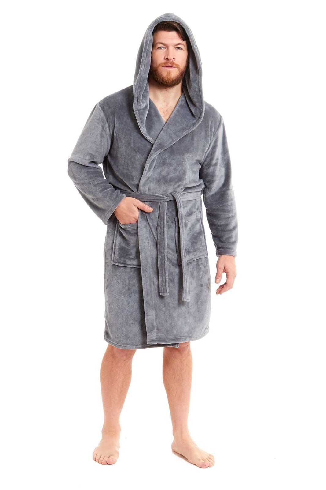 OLIVIA ROCCO Hooded Plush Flannel Bathrobe for Men, Ultra-Absorbing Soft Fleece Dressing Gown, Home Spa Lounge by Daisy Dreamer