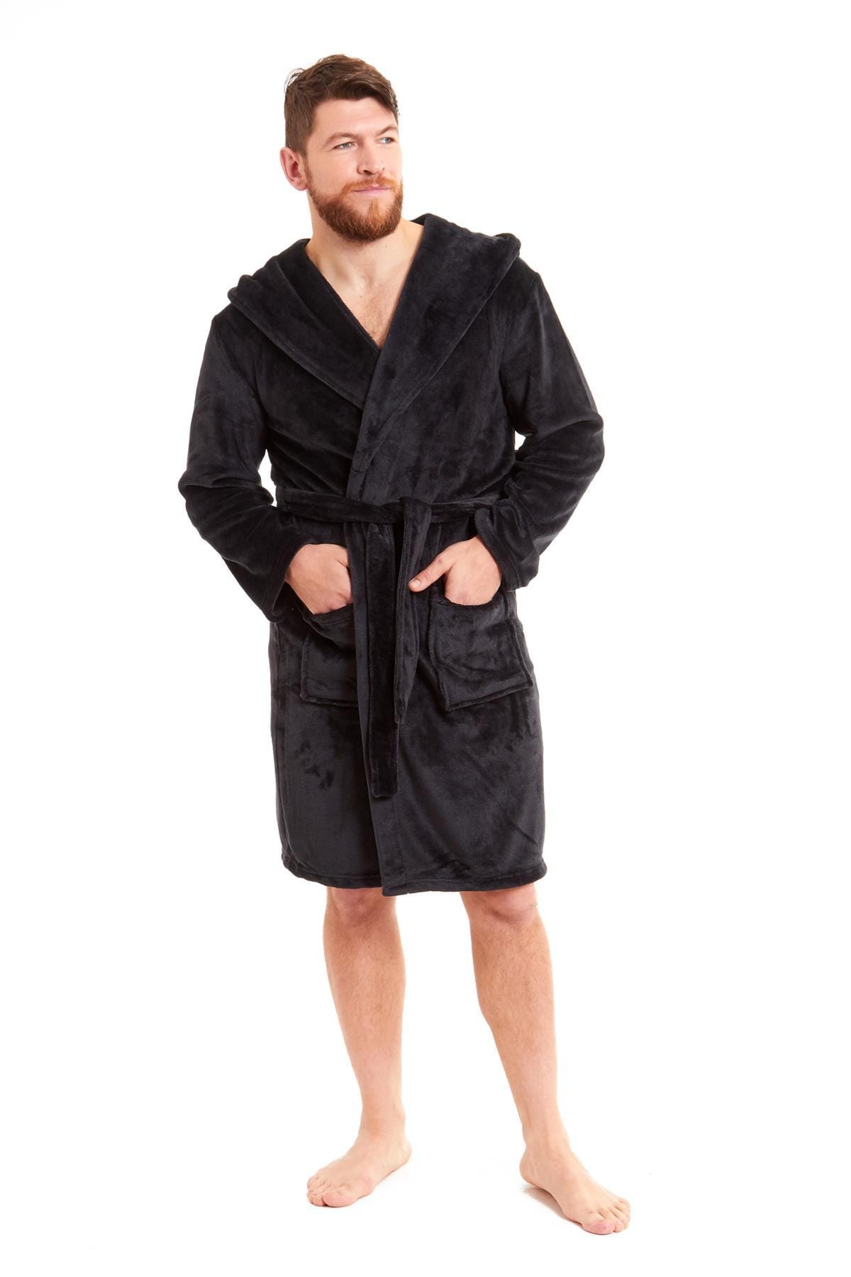 OLIVIA ROCCO Hooded Plush Flannel Bathrobe for Men, Ultra-Absorbing Soft Fleece Dressing Gown, Home Spa Lounge by Daisy Dreamer