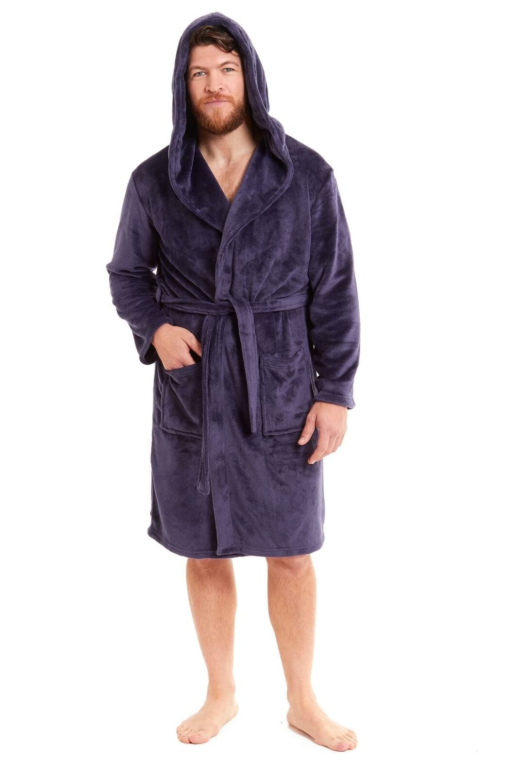OLIVIA ROCCO Hooded Plush Flannel Bathrobe for Men, Ultra-Absorbing Soft Fleece Dressing Gown, Home Spa Lounge by Daisy Dreamer