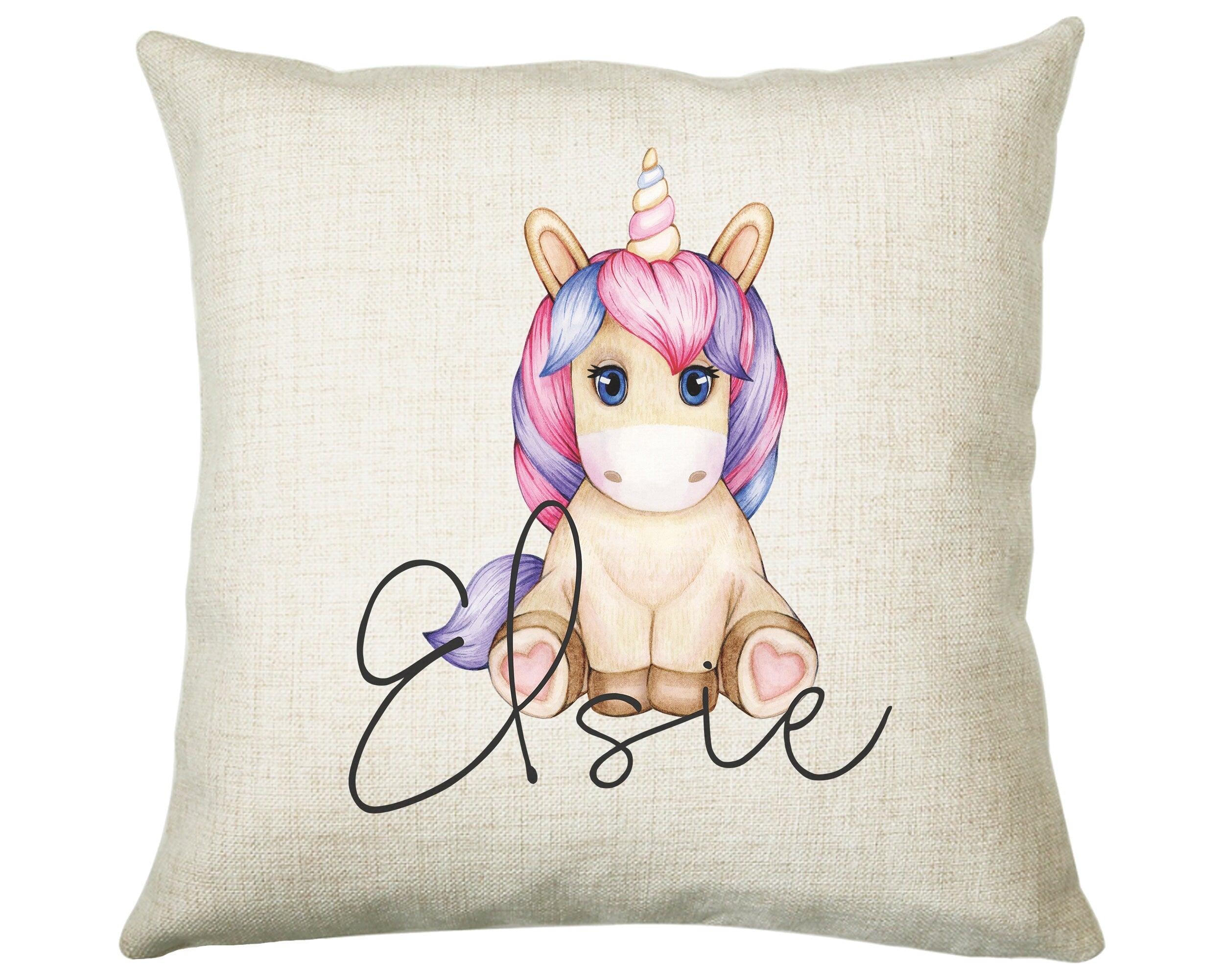 Personalised Unicorn Cushion Gift Printed Name Design - Cushion Throw Pillow Gift For Girls Nursery Bedroom Birthday Christmas Gift CS037