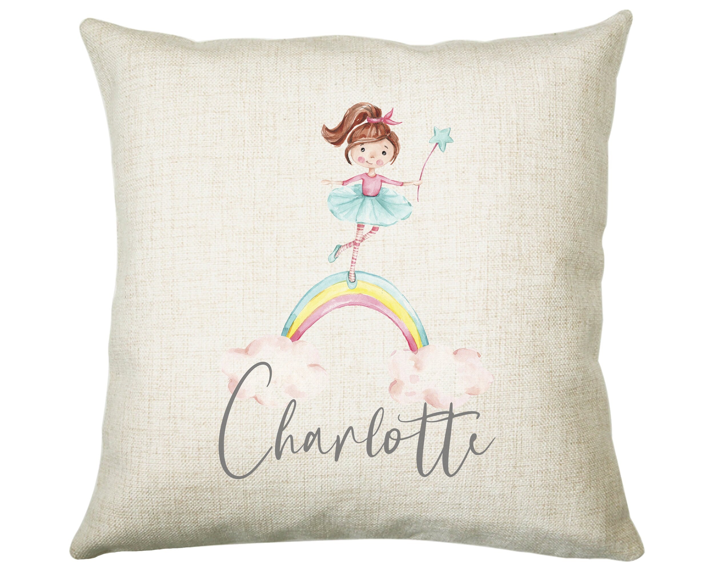 Personalised Fairy Rainbow Cushion Gift Printed Name Design - Pillow Gift For Girls Boys Nursery Bedroom Decor Gift CS246