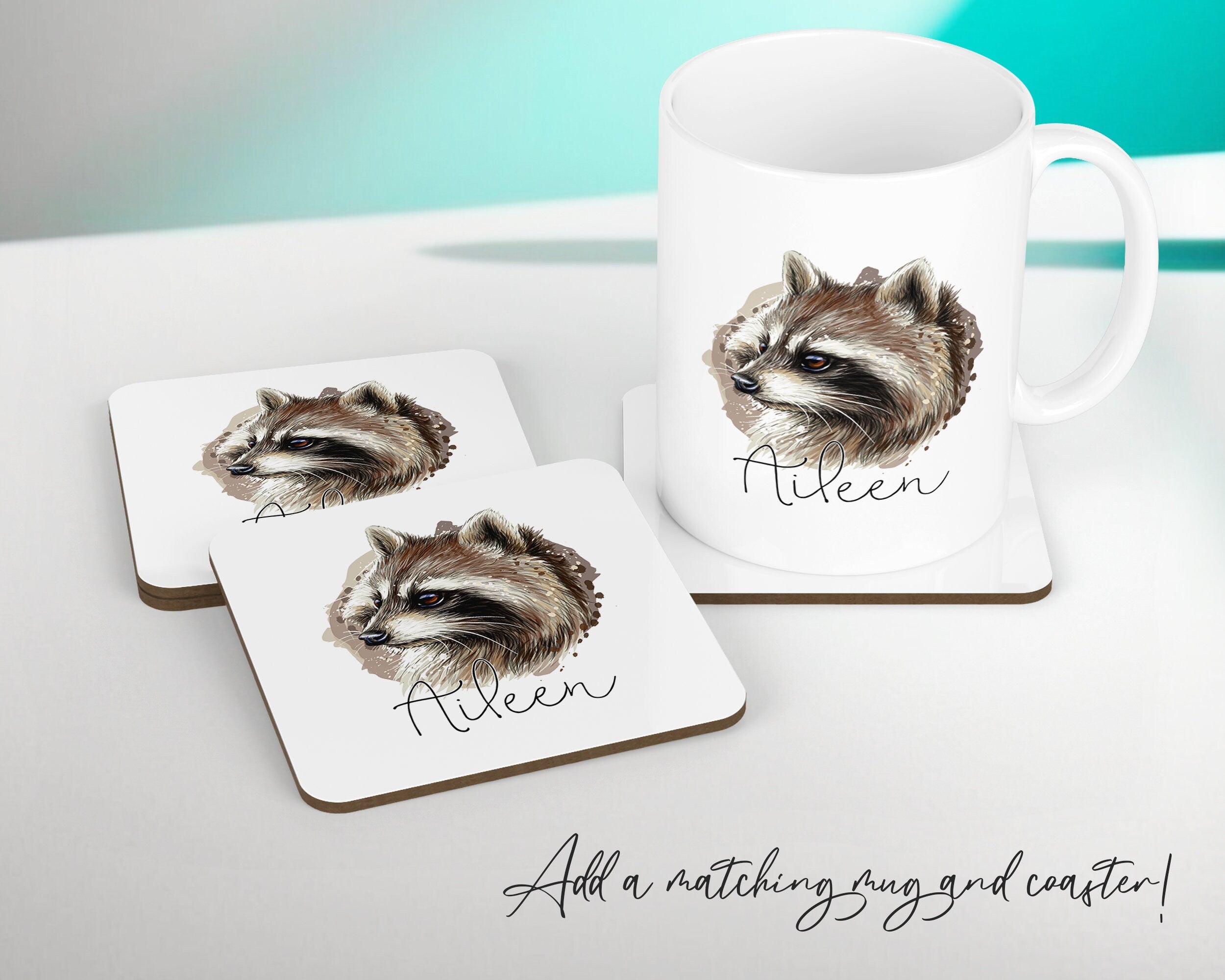 Personalised Raccoon Cushion Gift Printed Name Design - Cushion Throw Pillow Gift For Nature Lover CS307