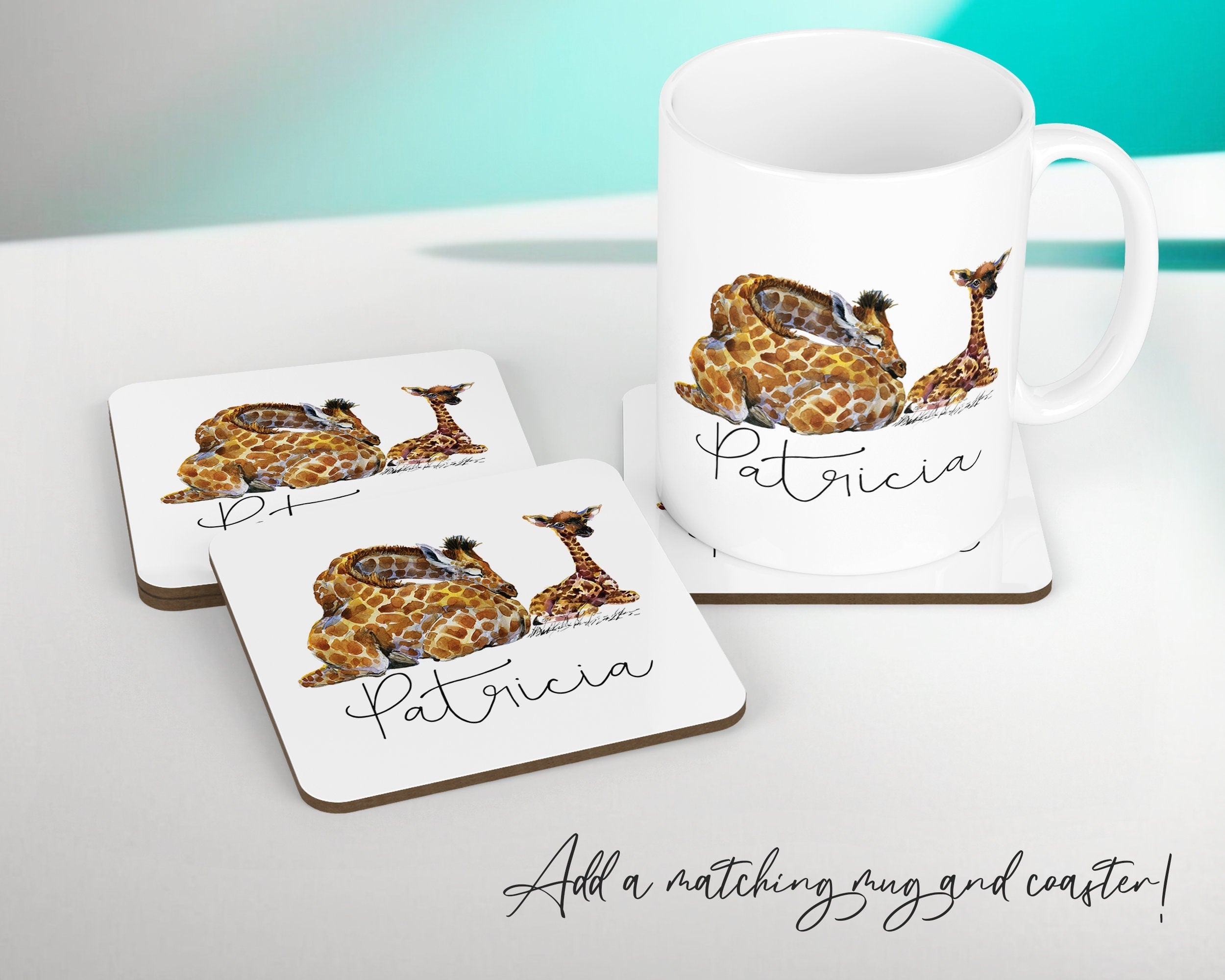 Personalised Giraffe Cushion Gift Printed Name Design - Cushion Throw Pillow Gift For Mum Dad Friend Bedroom Birthday Christmas Gift CS162