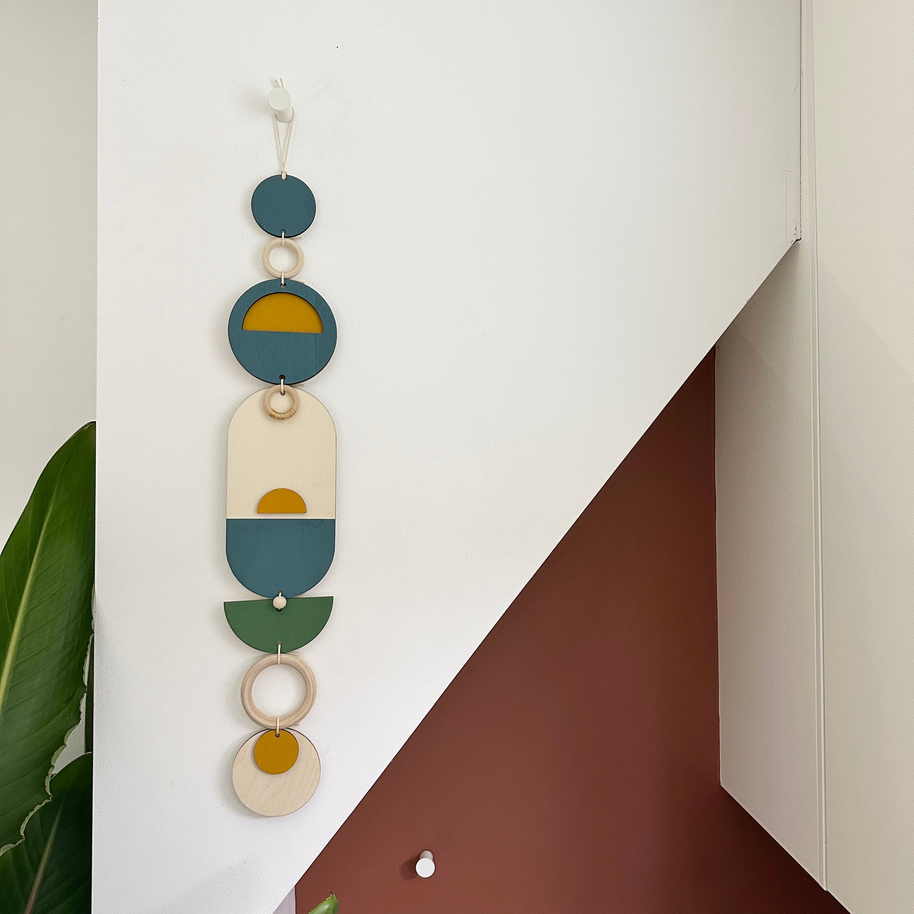 Modern Wall Art - Geometric Artwork - Minimal Home Decor - New Home Trend - Slim Centre Piece Art - Long Wall Tapestry - Wood Art