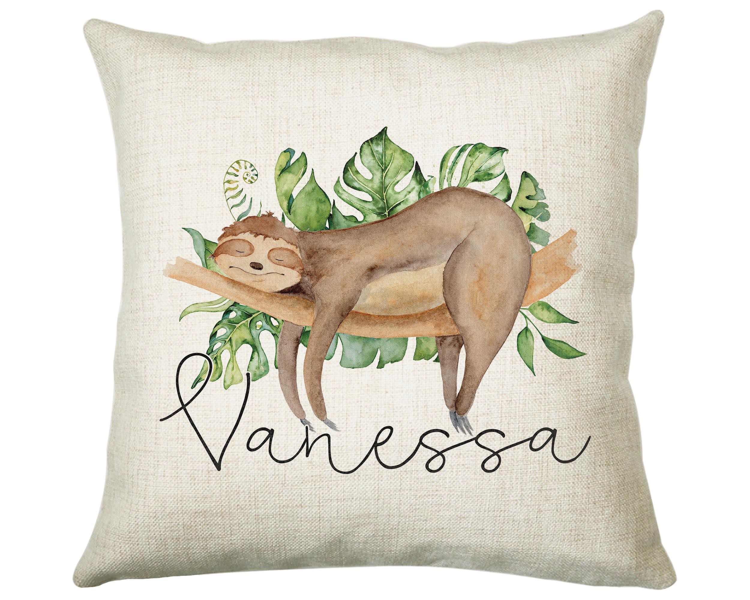 Personalised Sloth Cushion Gift Printed Name Design - Cushion Throw Pillow Gift For Mum Dad Friend Bedroom Birthday Christmas Gift CS071