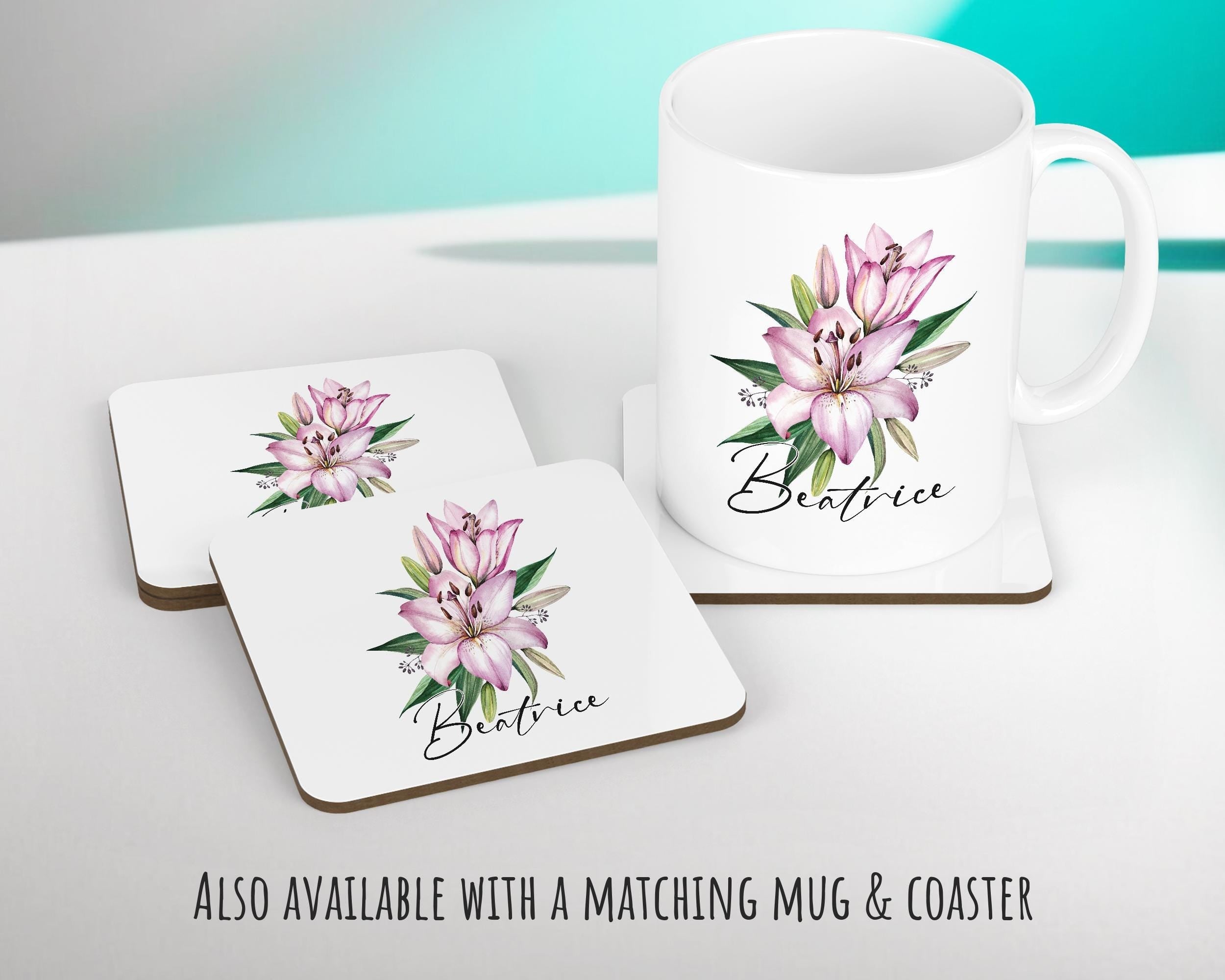 Personalised Lily Flowers Cushion Gift Printed Name Design - Cushion Throw Pillow Gift For Sitting Room Bedroom Birthday Gift CS491