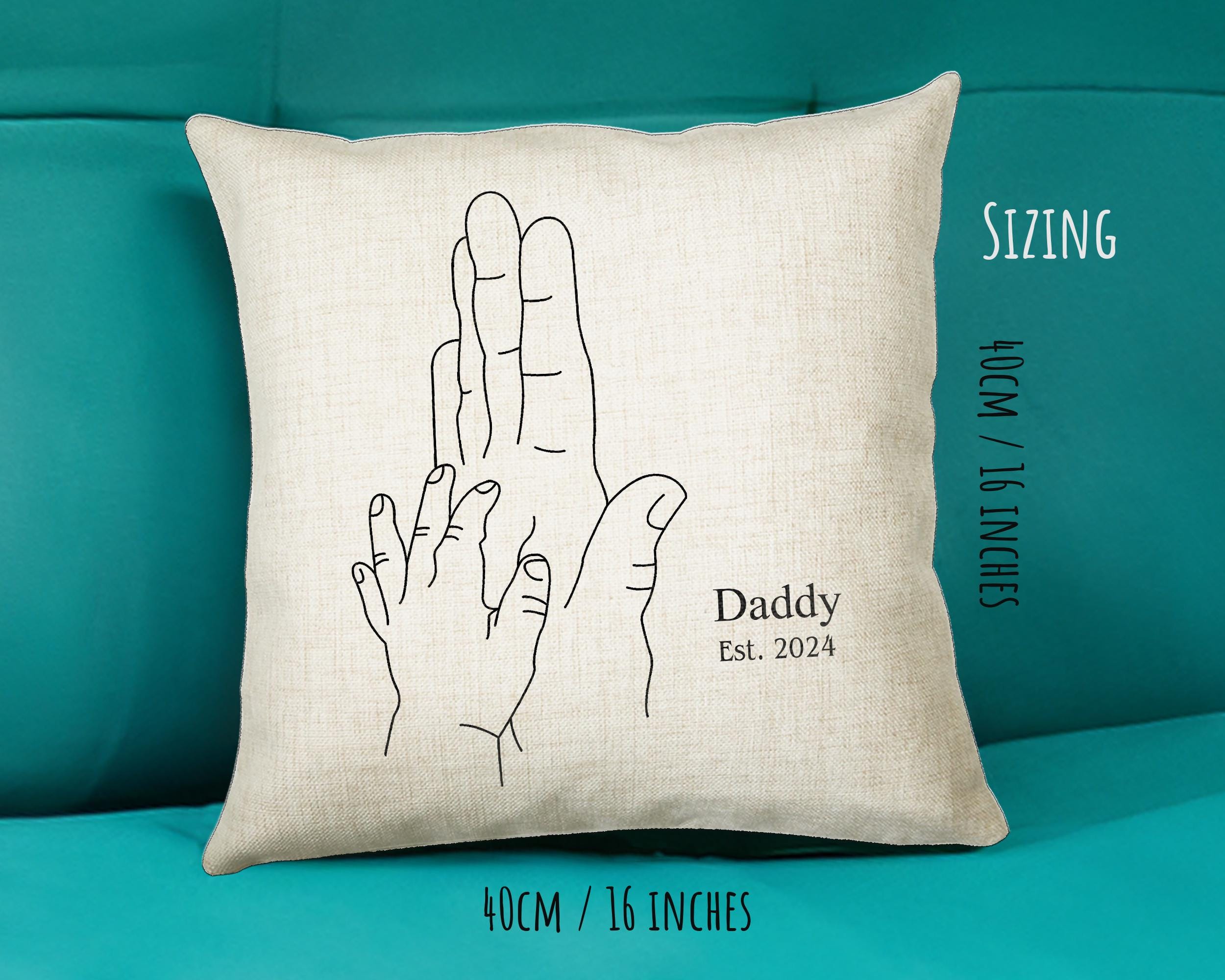 First Fathers Day Cushion Personalised Gift for Dad - Our 1st First Fathers Day Gift For Daddy - Dad and Baby Gift from Newborn SMC003