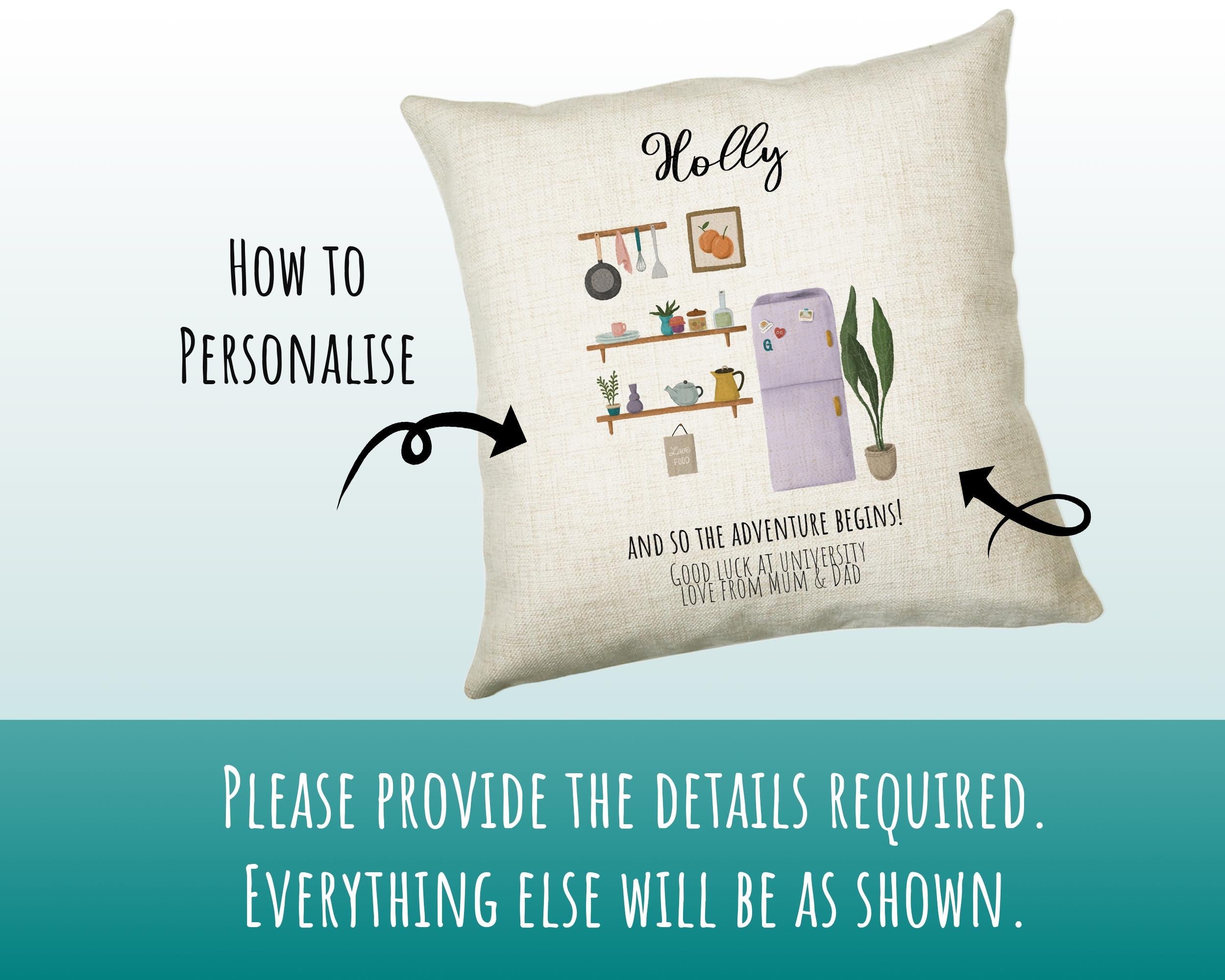 Personalised University Moving Day Name Cushion Gift Printed Name Design - Cushion Throw Pillow Gift For Plant Lover Christmas Gift CS377
