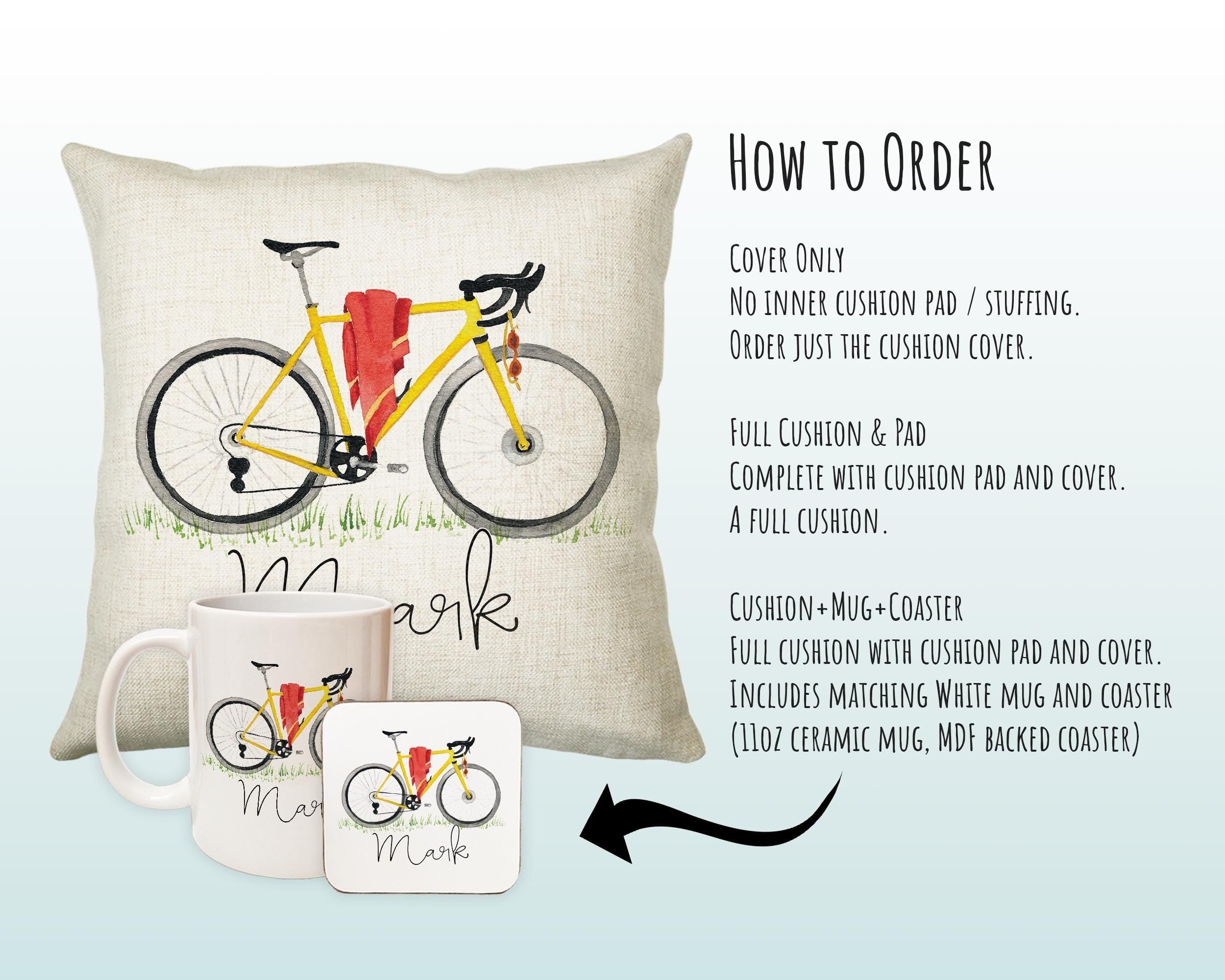 Personalised Cycling Cushion Gift Printed Name Design - Cushion Throw Pillow Gift For Bike Riding Cyclist CS311