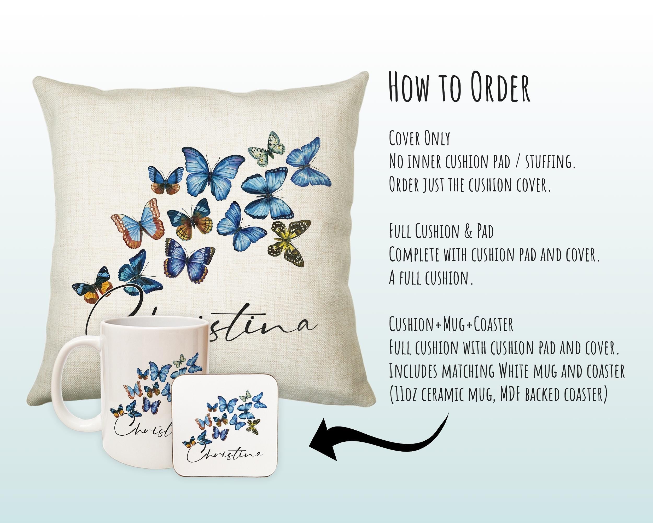 Personalised Butterfly Cushion Magical Gift Printed Name Design - Pillow Gift For Sitting Room Bedroom Decor Birthday ChristmasGift CS485