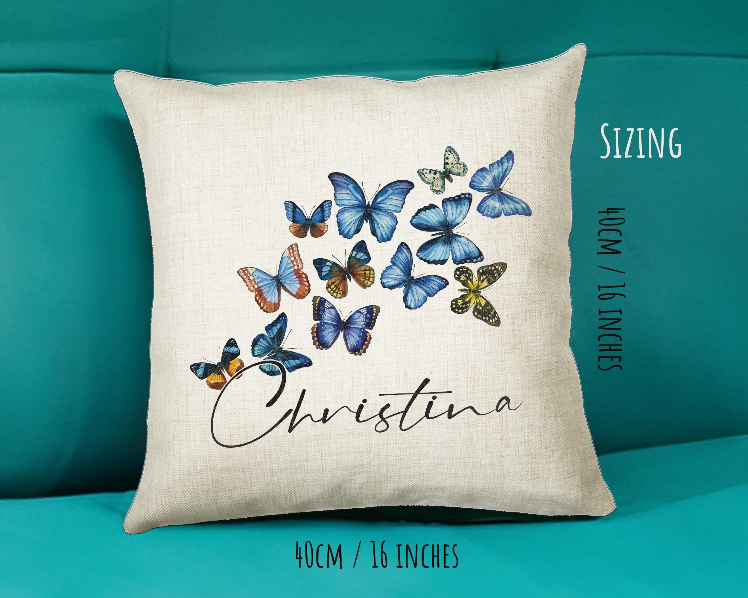 Personalised Butterfly Cushion Magical Gift Printed Name Design - Pillow Gift For Sitting Room Bedroom Decor Birthday ChristmasGift CS485
