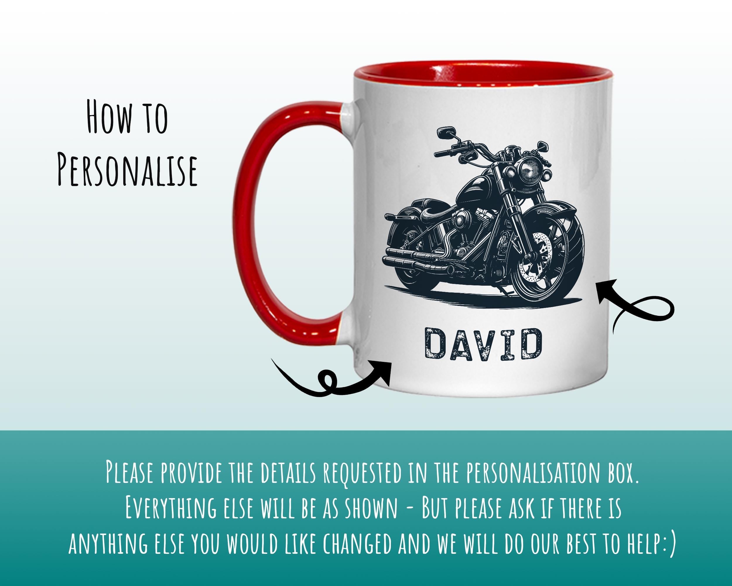 Personalised Motorbike Gift Mug - Ceramic Coffee Tea Hot Chocolate Mug Gift for Motorcycle Lovers - Secret Santa Gift for Bike Rider MG0862