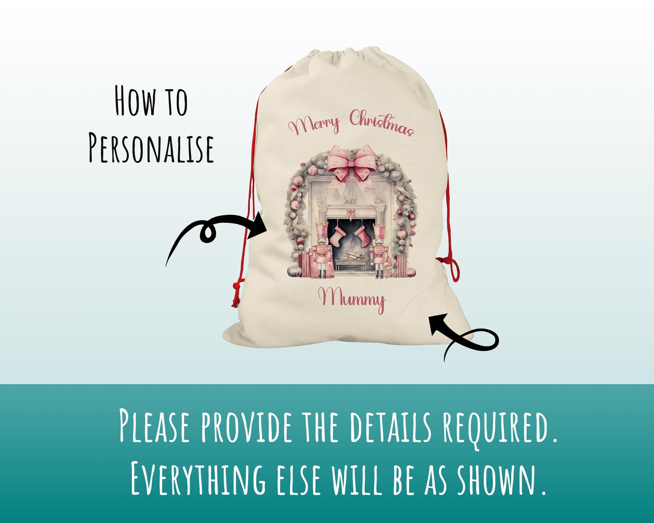 Personalised Christmas Sack - Santa Sack for Kids Presents Xmas Fireplace Stocking Design Stocking Christmas Eve Bag for Girls & Boys XS005
