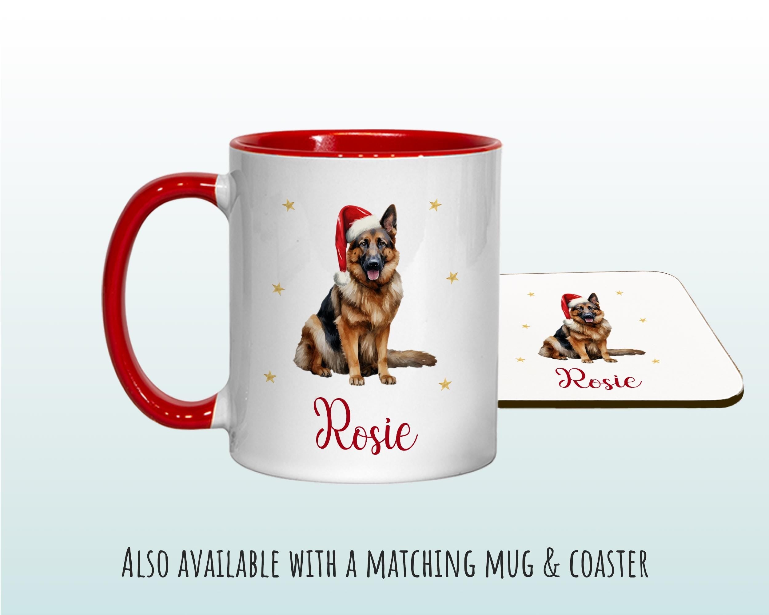 Personalised German Shepherd Large Christmas Sack - Red Drawstring Bag for Xmas Presents - Christmas Eve Bag Box Decoration for Dogs XS106