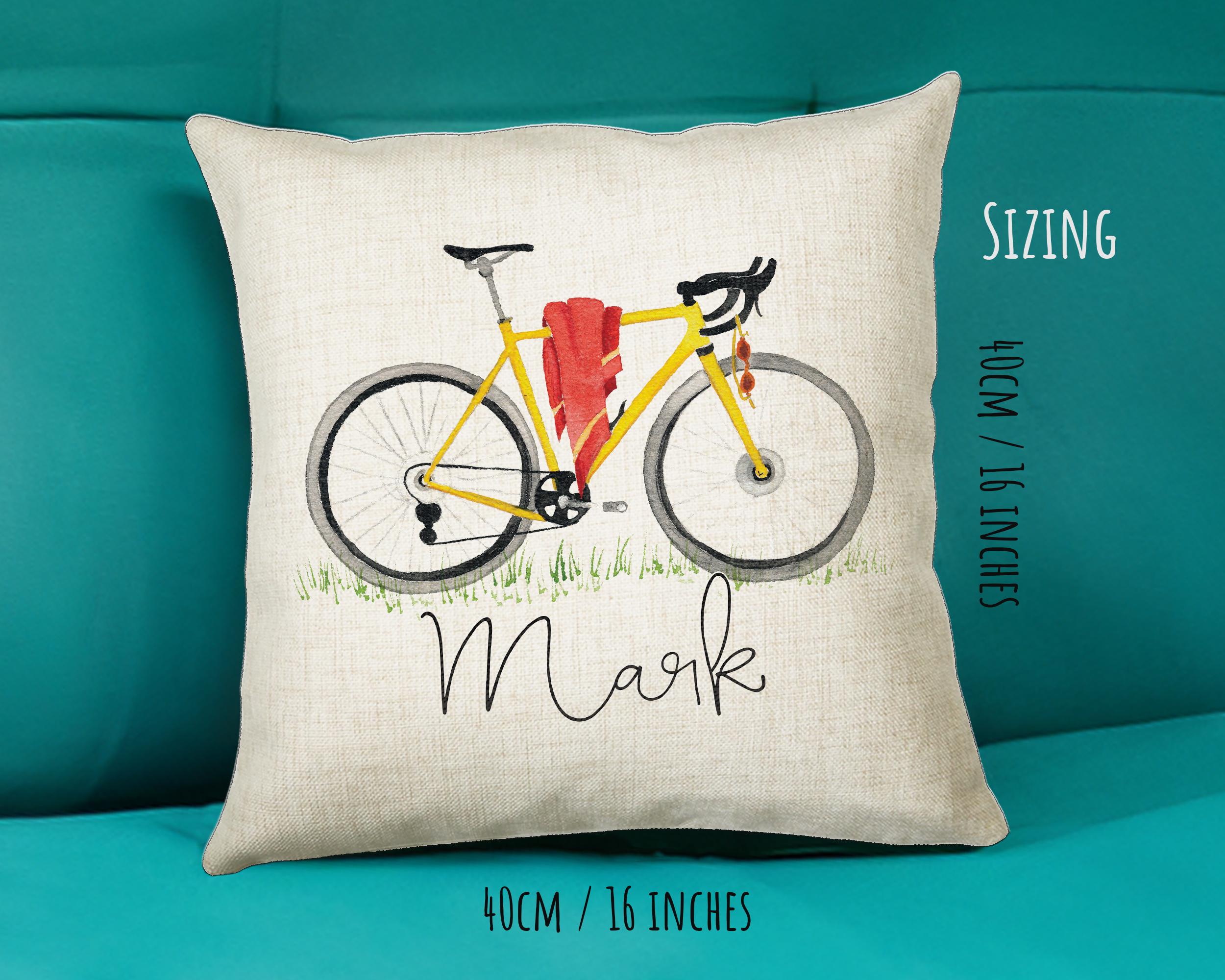 Personalised Cycling Cushion Gift Printed Name Design - Cushion Throw Pillow Gift For Bike Riding Cyclist CS311