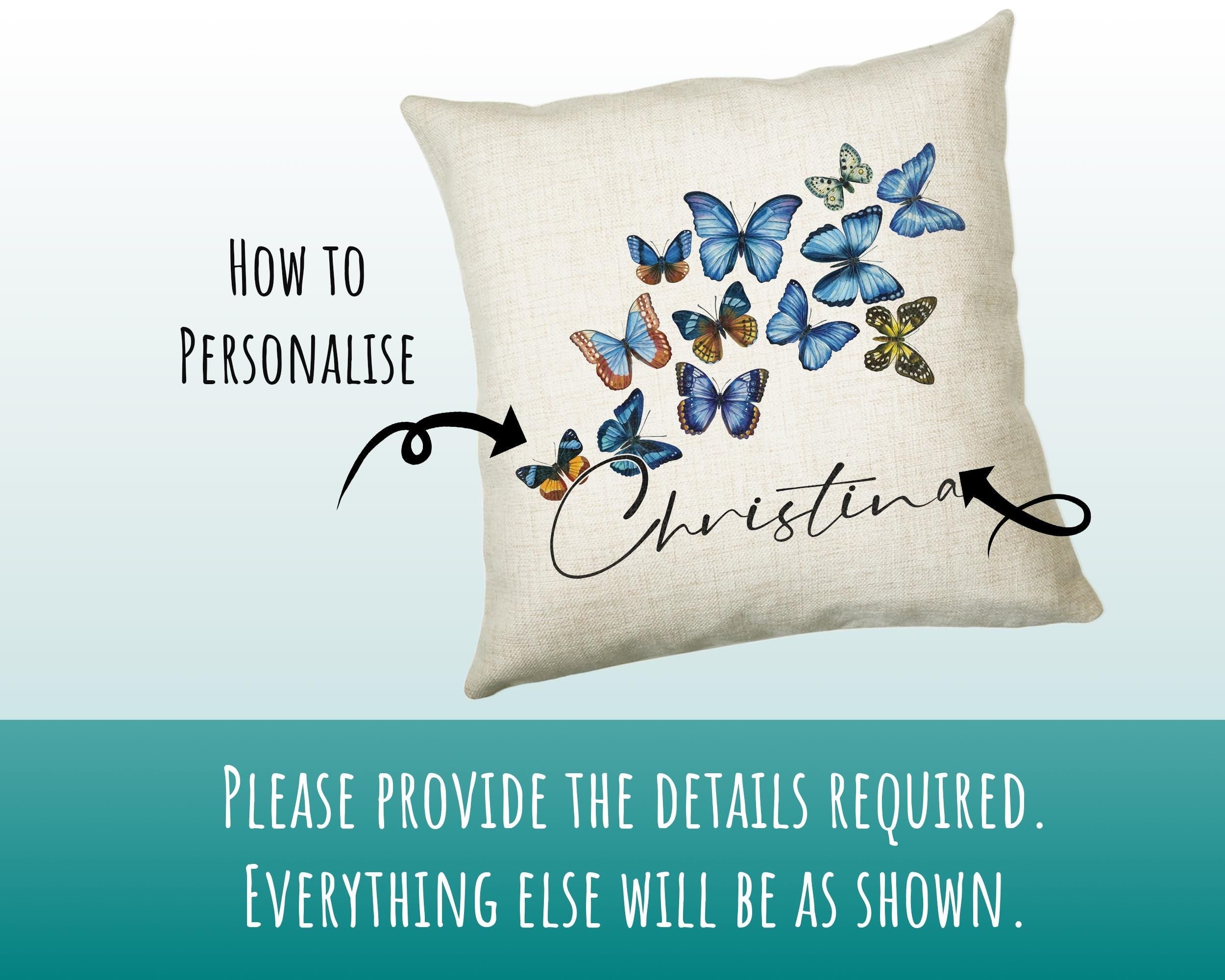 Personalised Butterfly Cushion Magical Gift Printed Name Design - Pillow Gift For Sitting Room Bedroom Decor Birthday ChristmasGift CS485