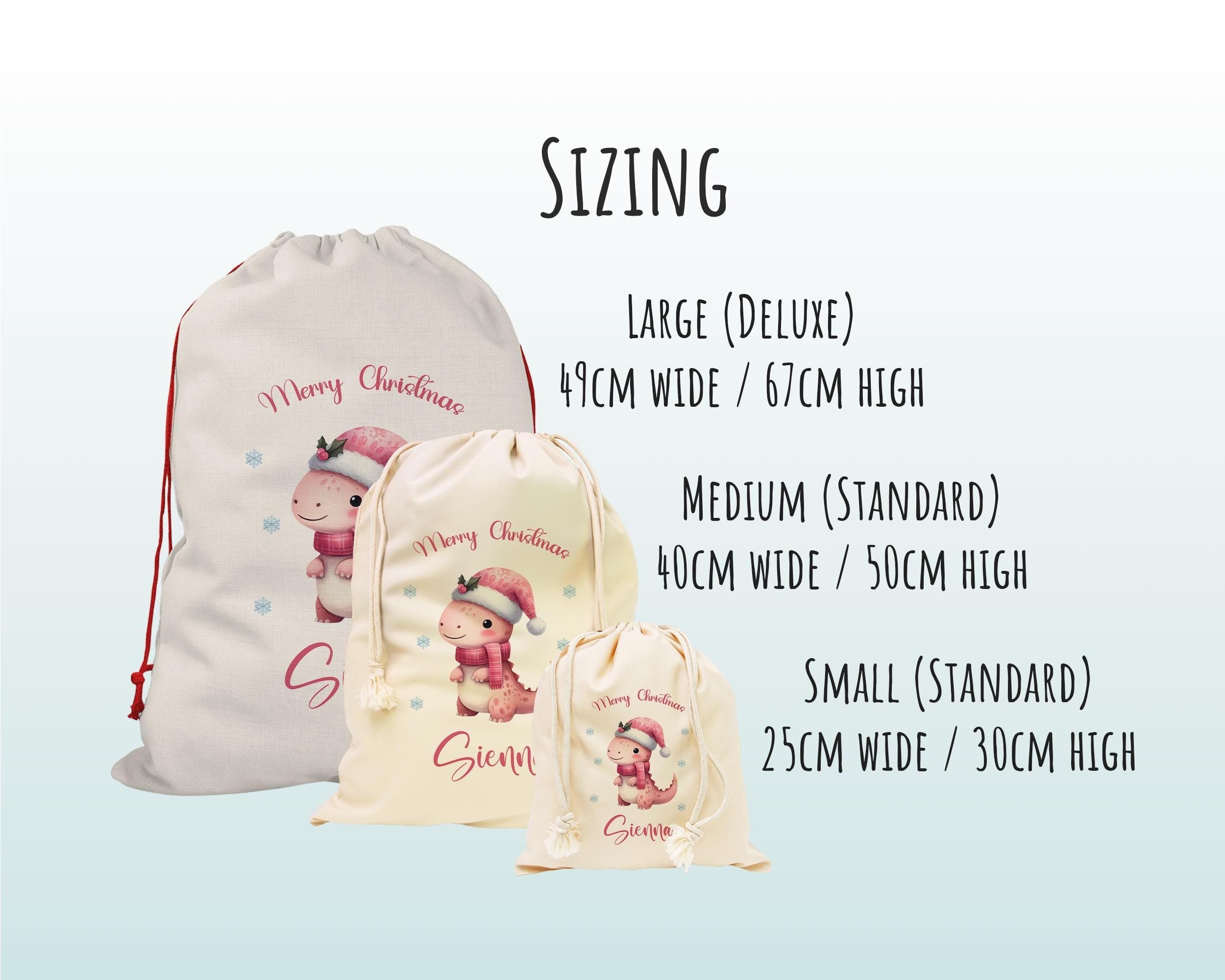 Personalized Dinosaur Christmas Sack - Cute Xmas Gift Bag XS042